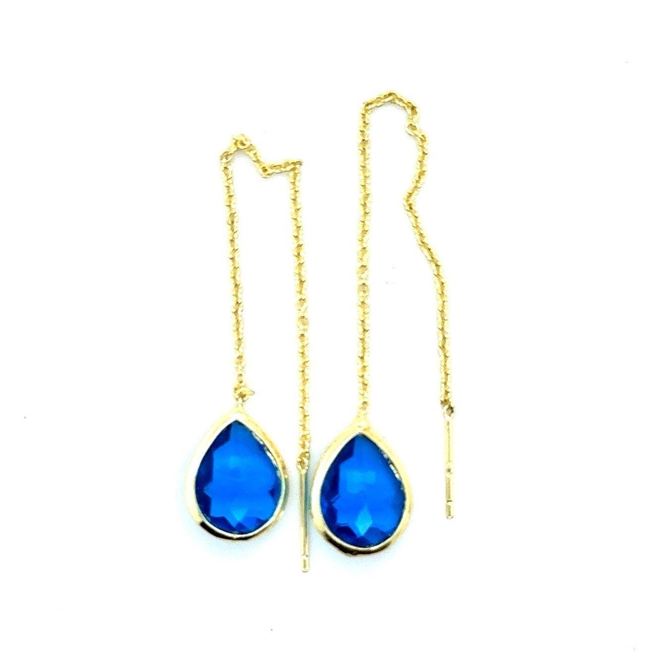 925 Gold Vermeil Topaz Color Threader Earrings