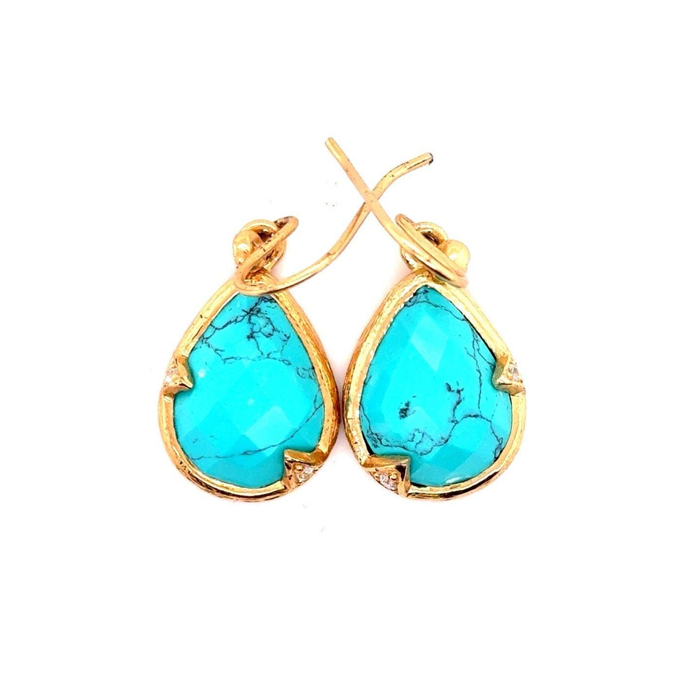 Turquoise Cz Accent Earrings