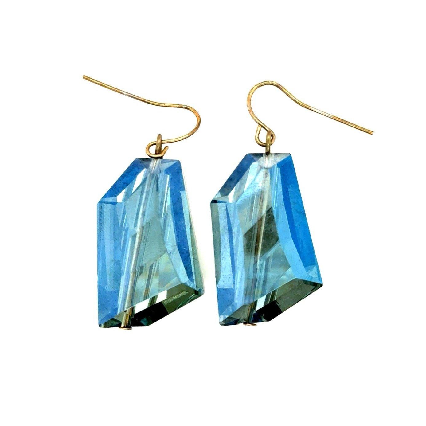 Large Blue Dangle Earrings