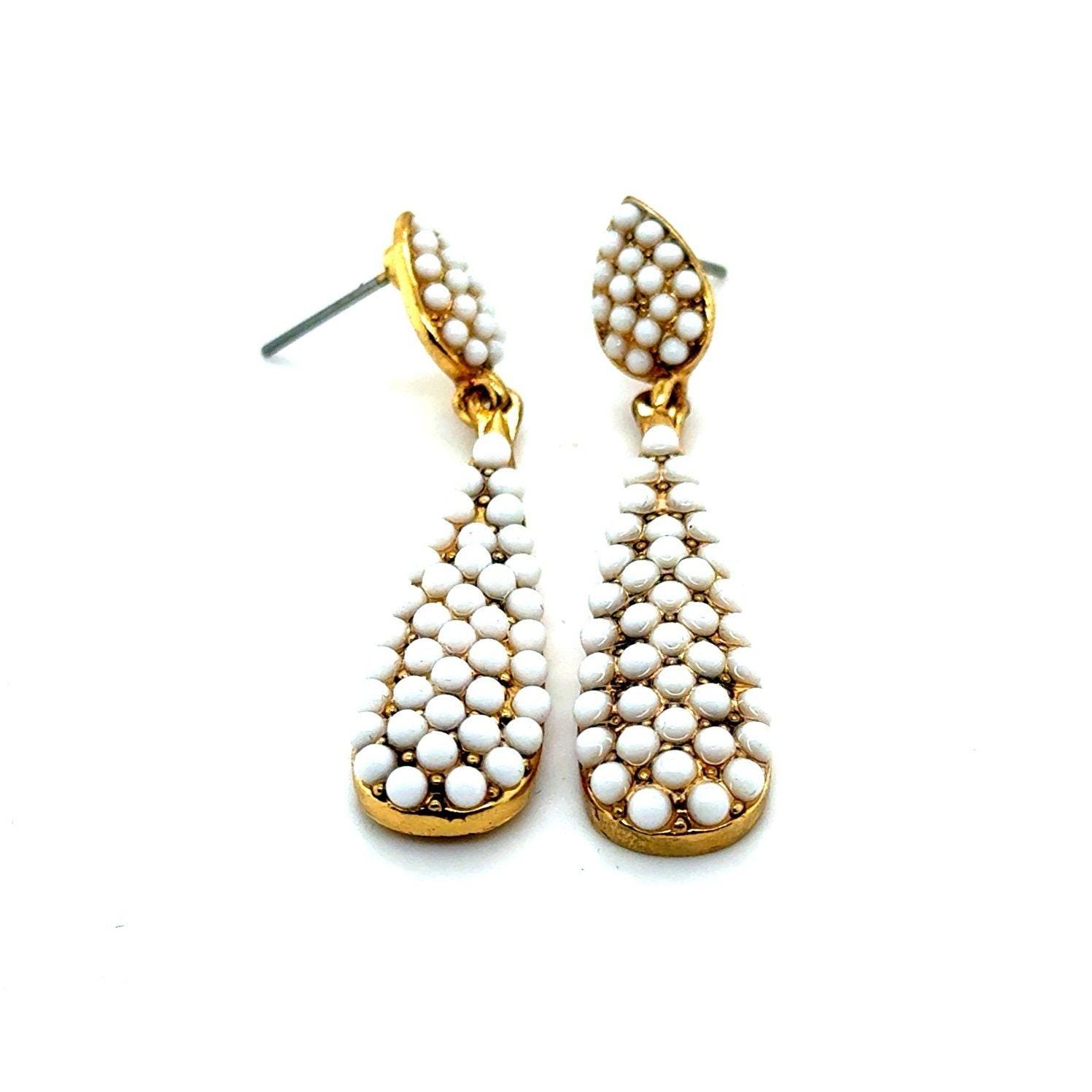 White Pearls Beaded Earrings