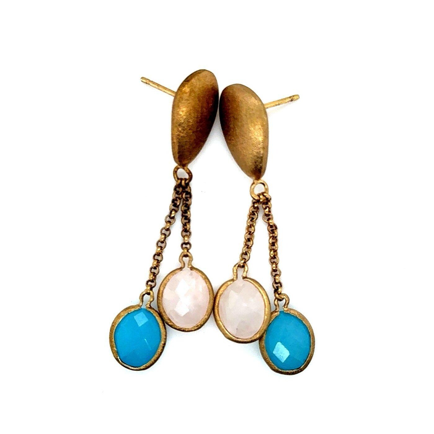 Blue/White Dangle Matte Earrings
