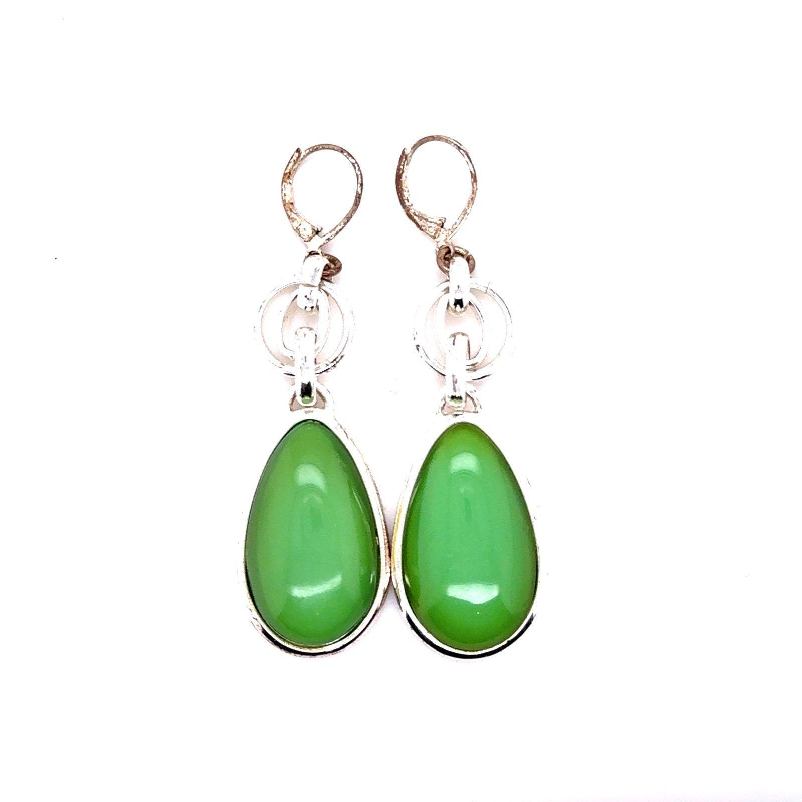 Green Stone Drop Earrings