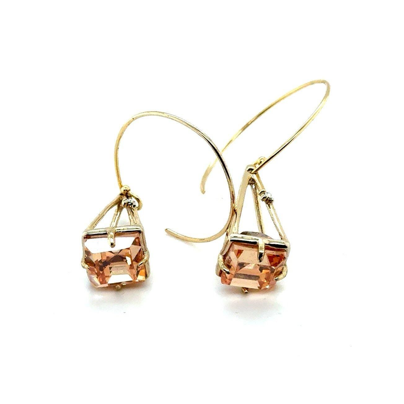 Pink Stone Hook Earrings