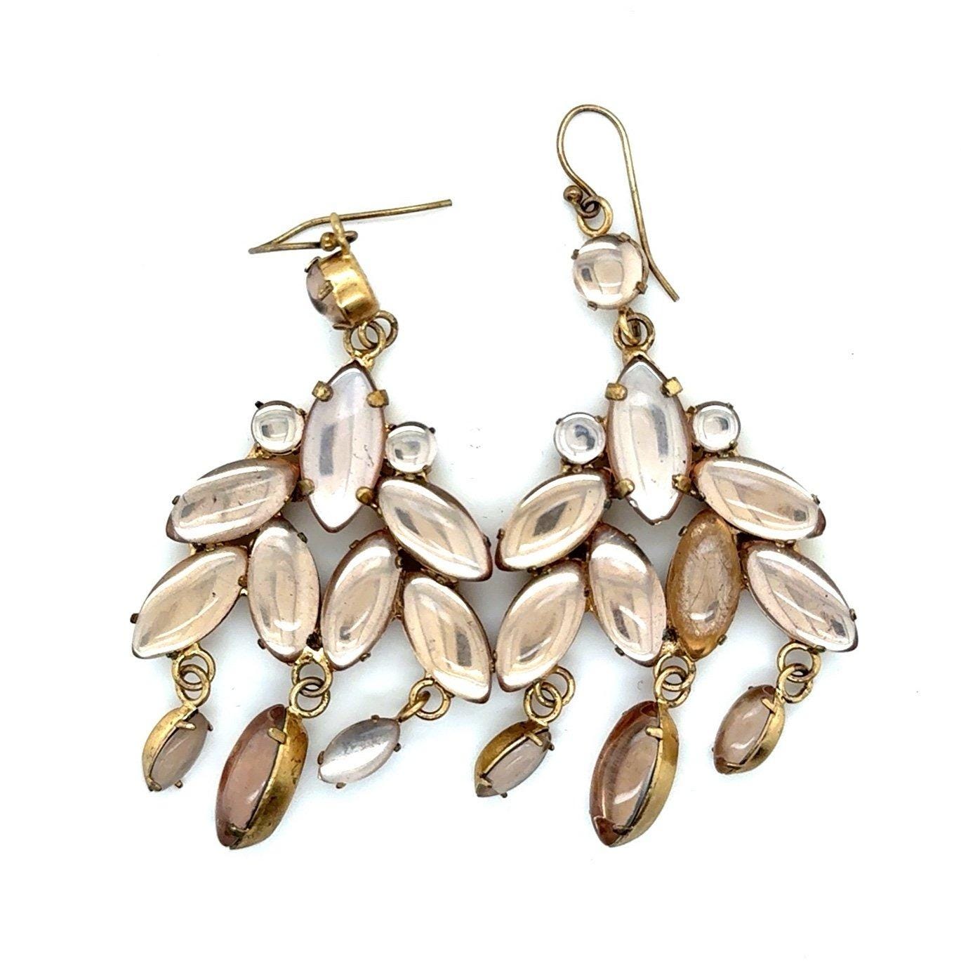 Brown Multistones Chandelier Earrings