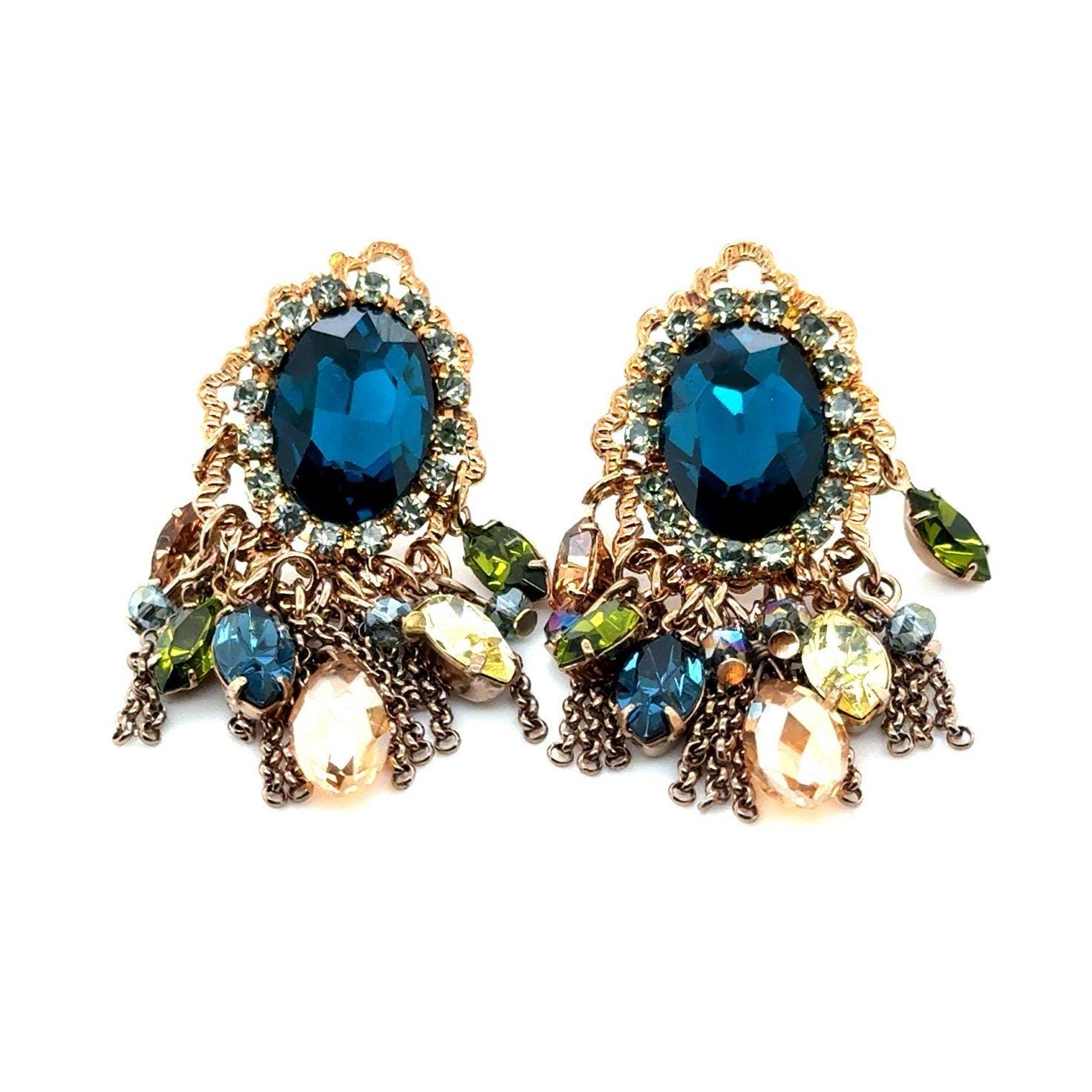 Gorgeous Multi Stone Chain Earrings