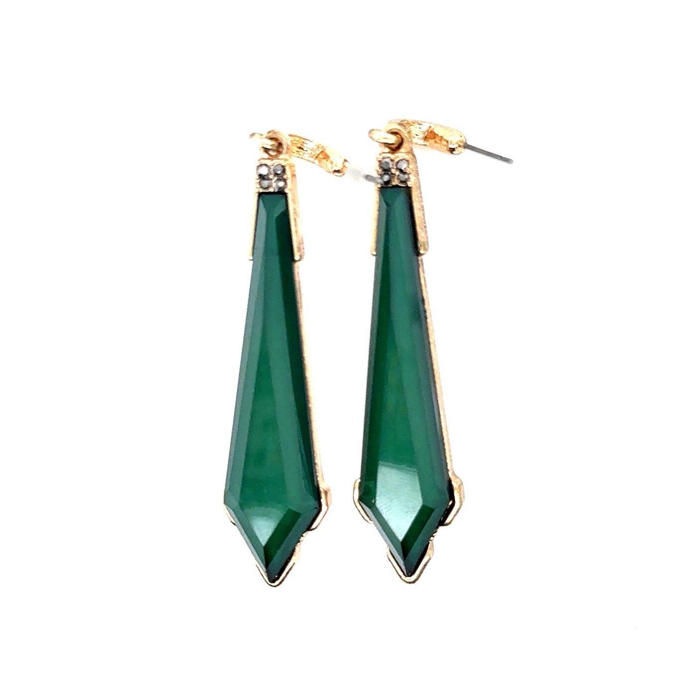 Pointed Green Drop Earrings