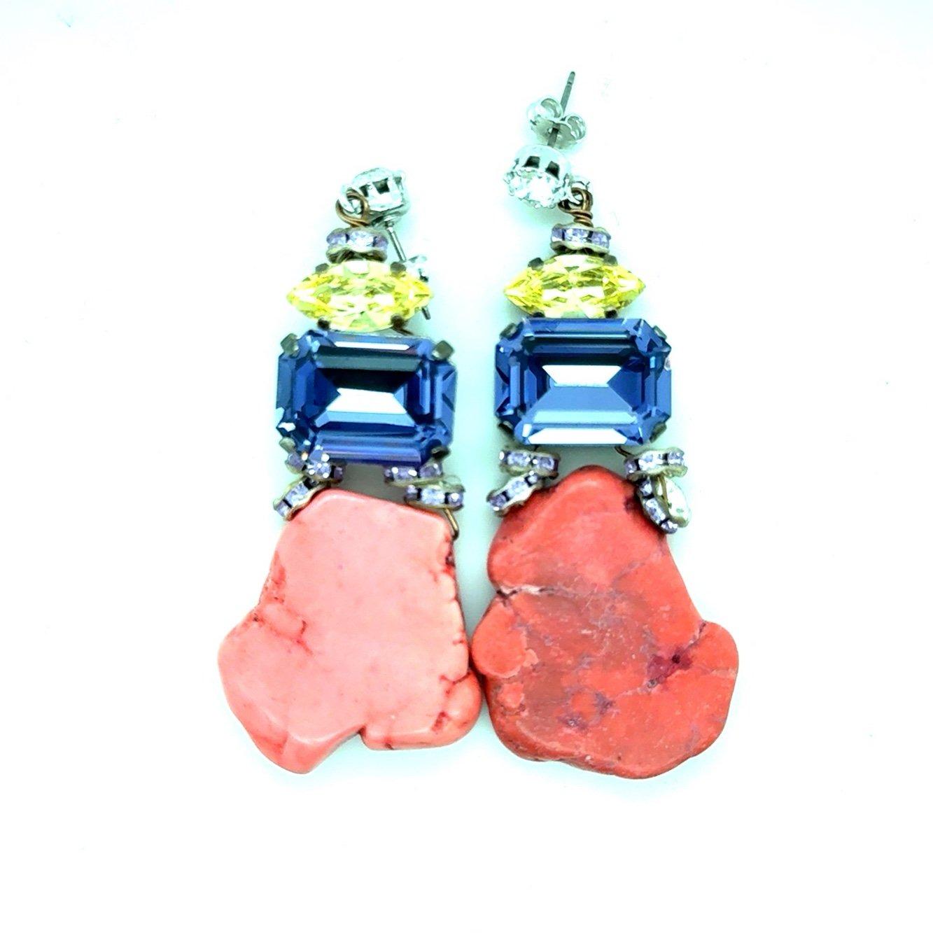Large Pink Stone Earrings