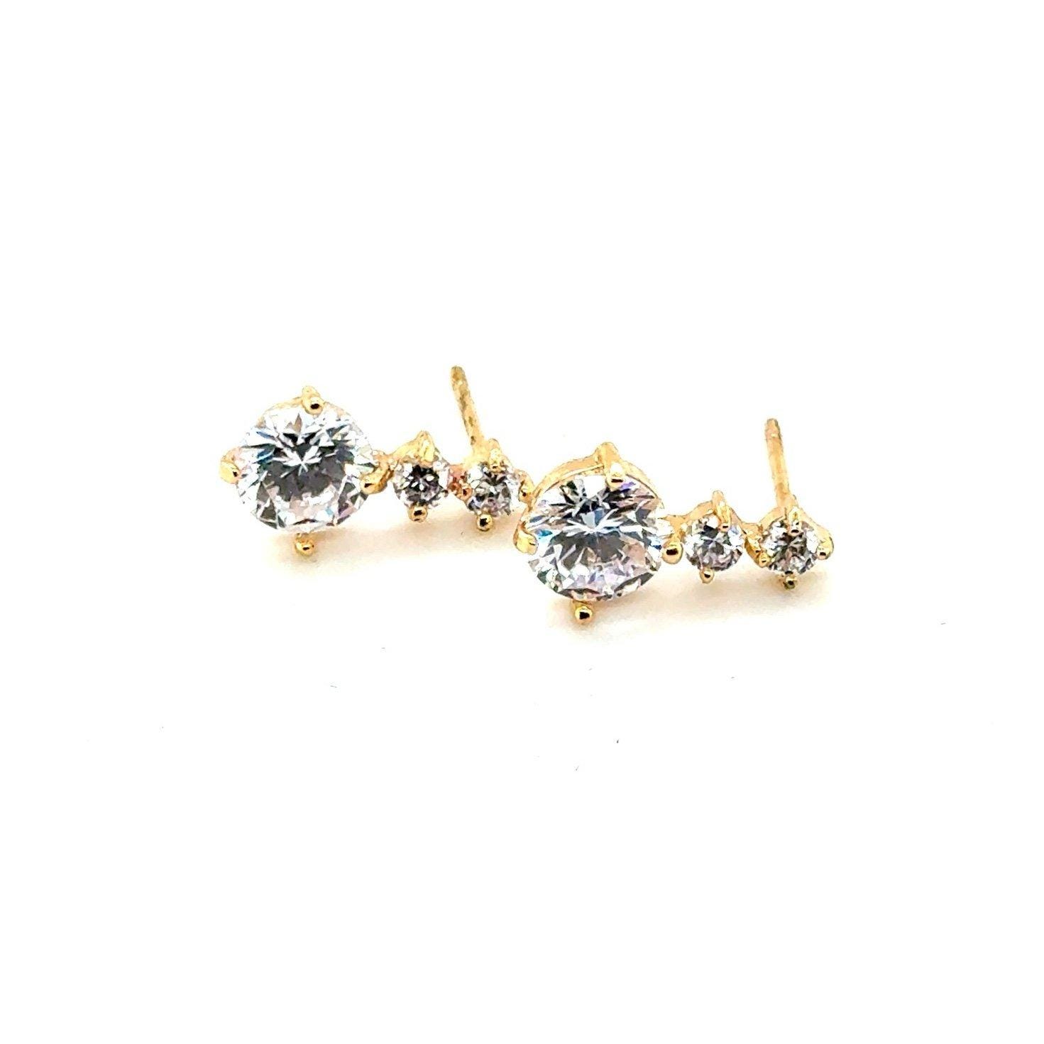 3 Crystals Drop Earrings