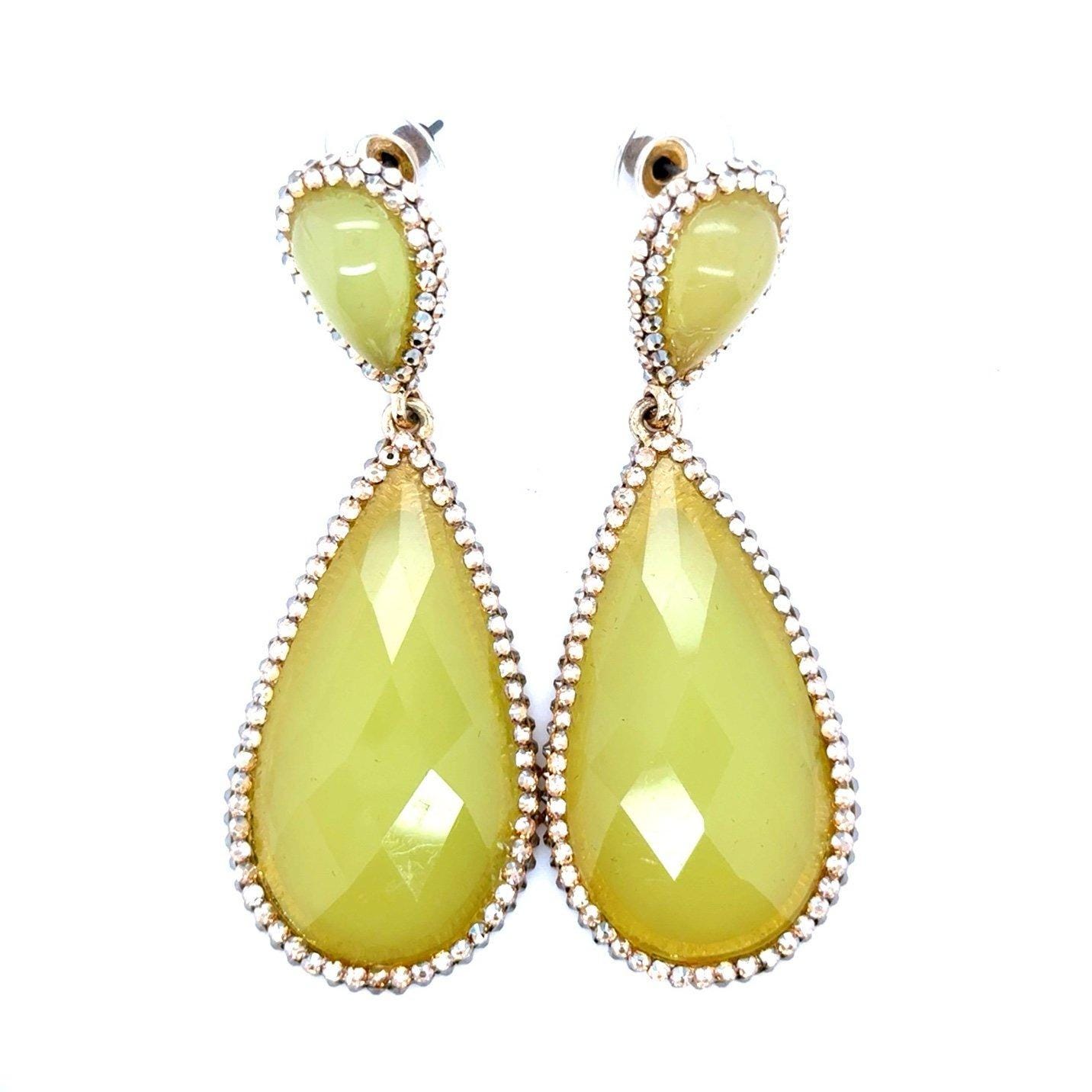Yellow/Pink Stones Drop Earrings