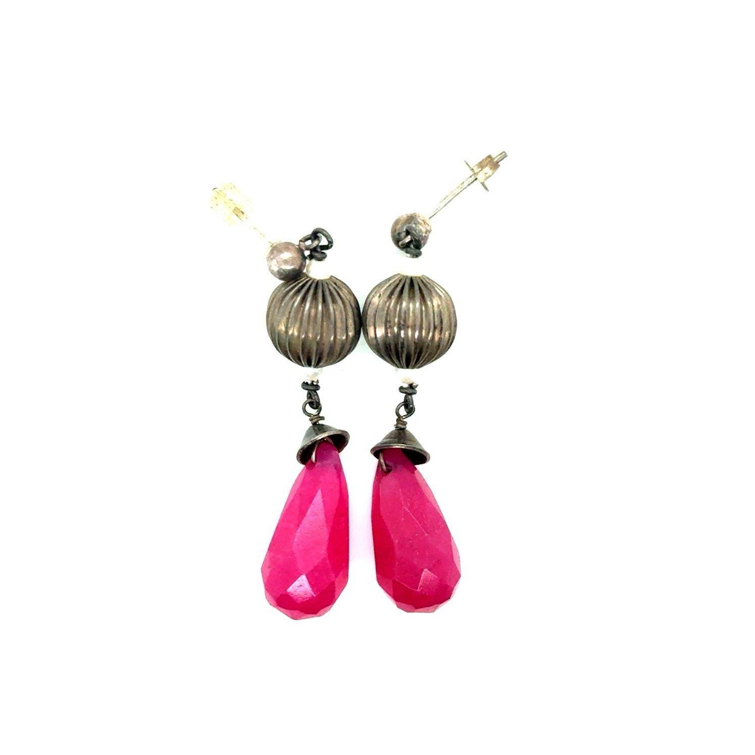 Silver 925 Ruby Earrings