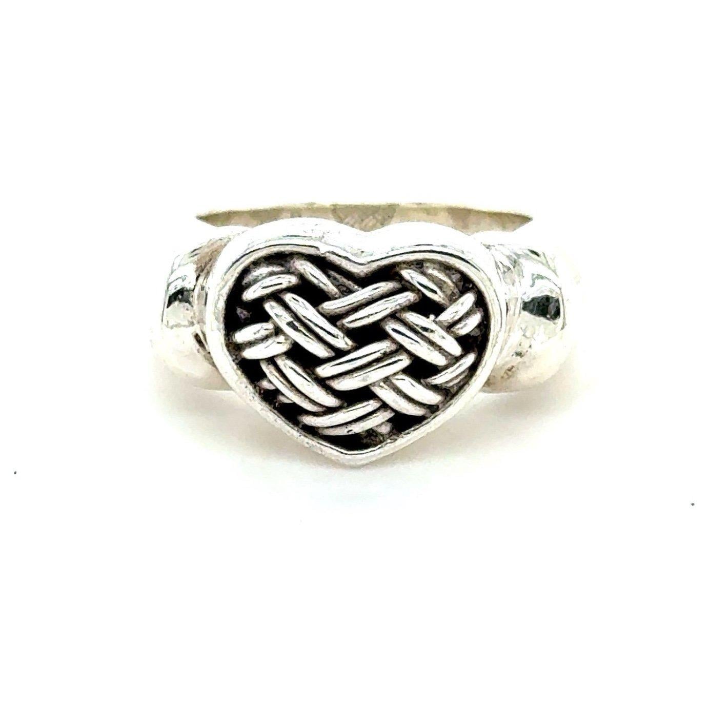 925 Silver Heart Weave Ring