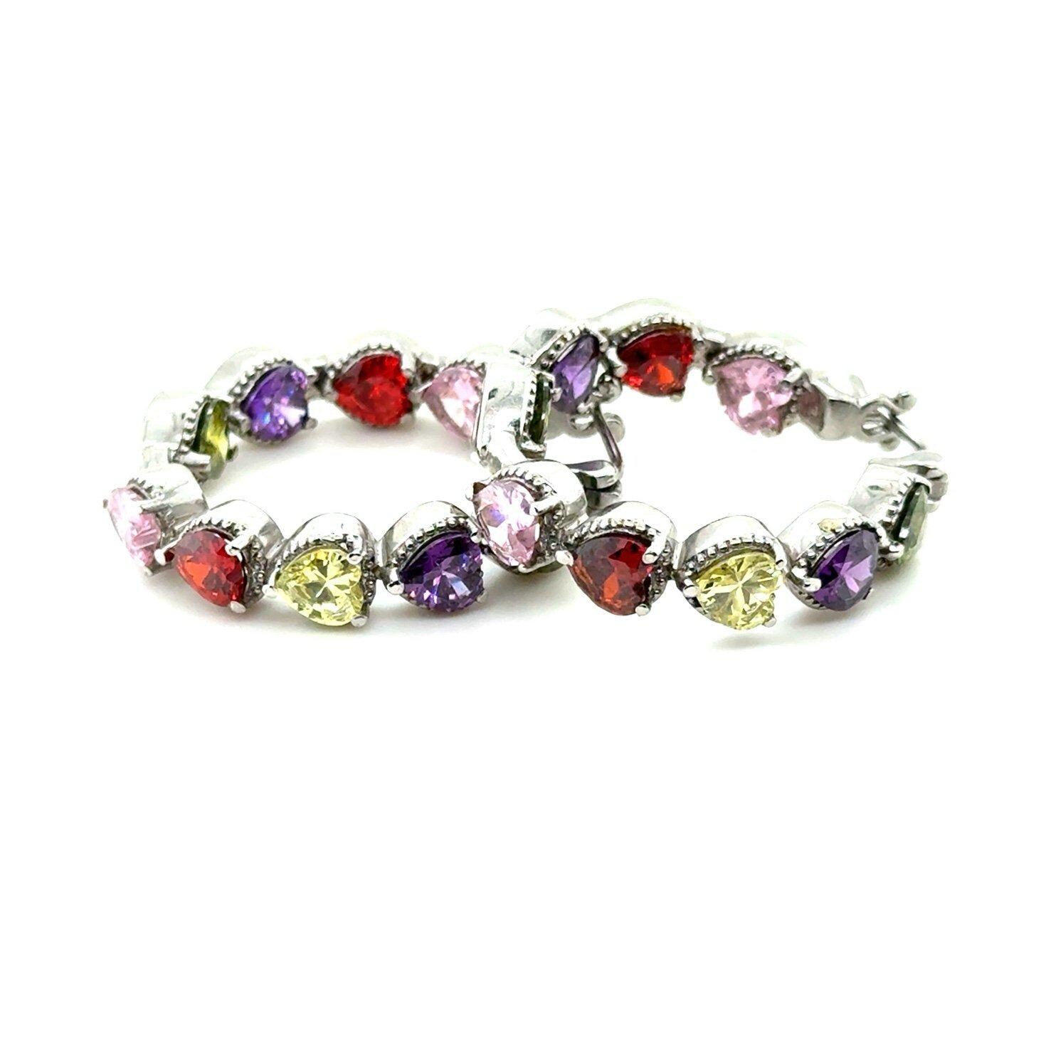 Gorgeous Multicolor Heart Shaped Stones Earrings