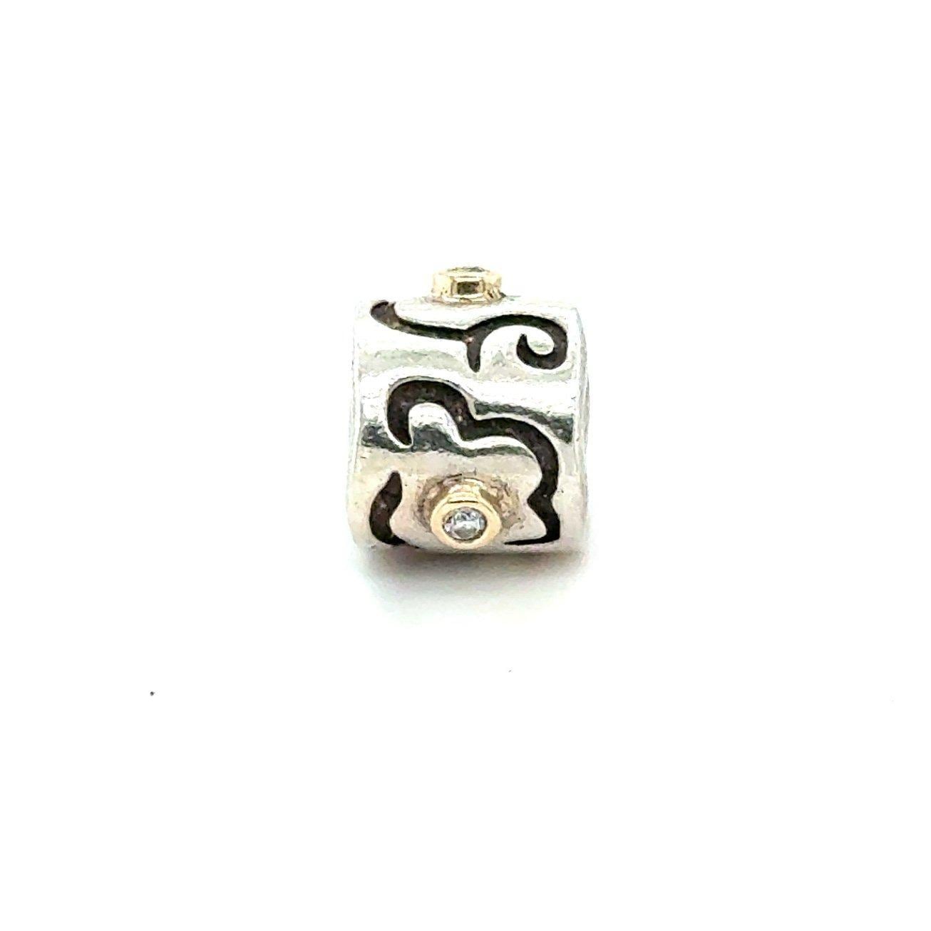 Pandora Two Tone Diamond Swirl Flower Charm
