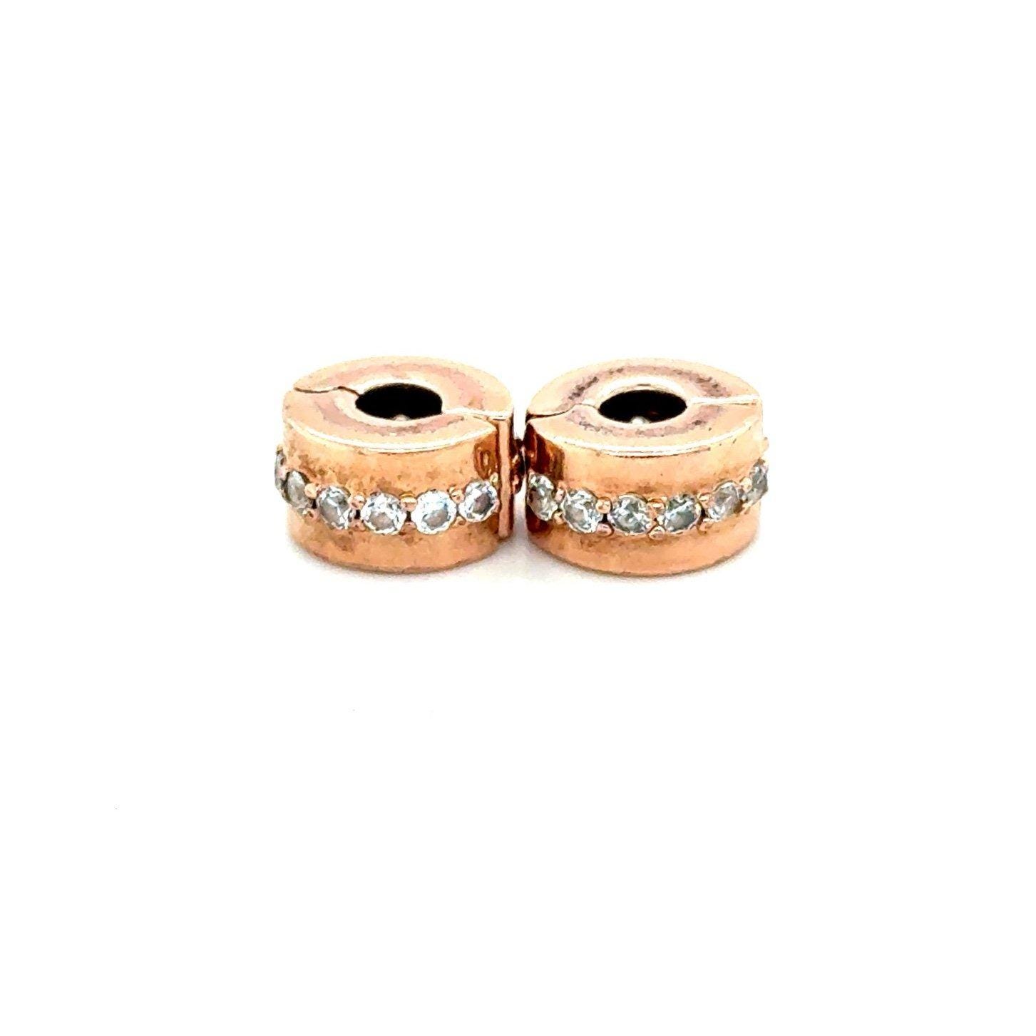2 Pandora Sparkling Row Rose Gold Clip Charms