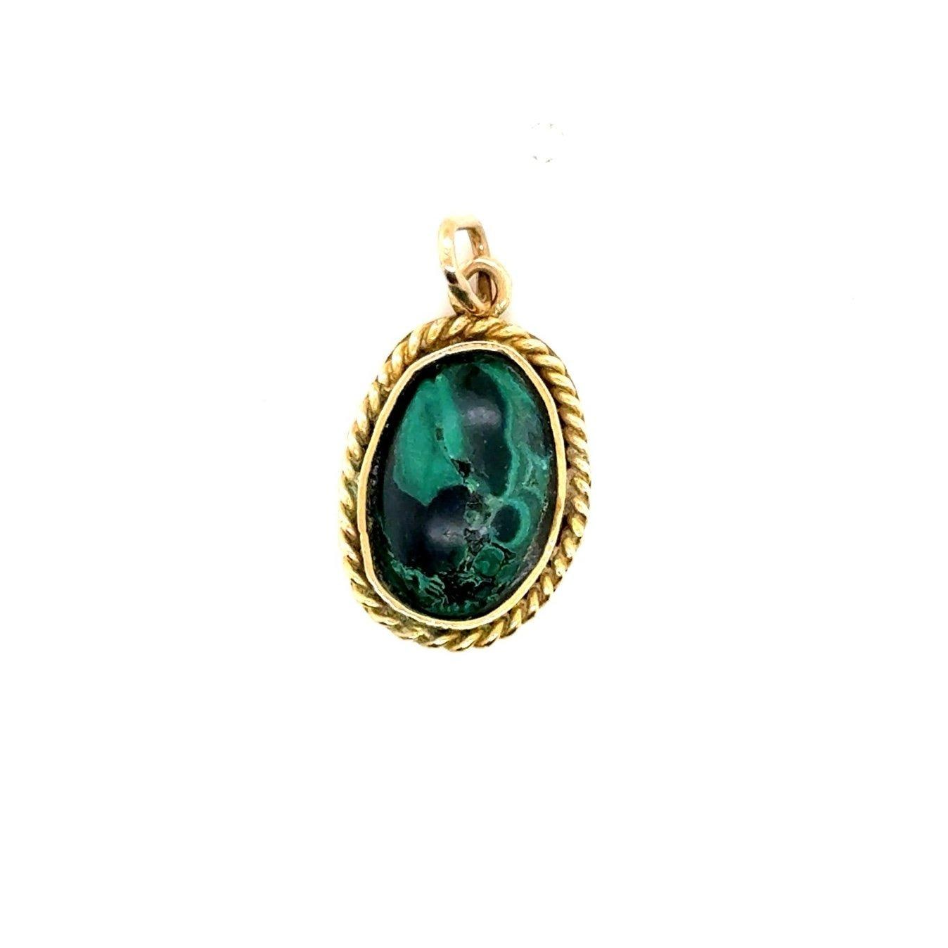 14K Gold Malachite Pendant