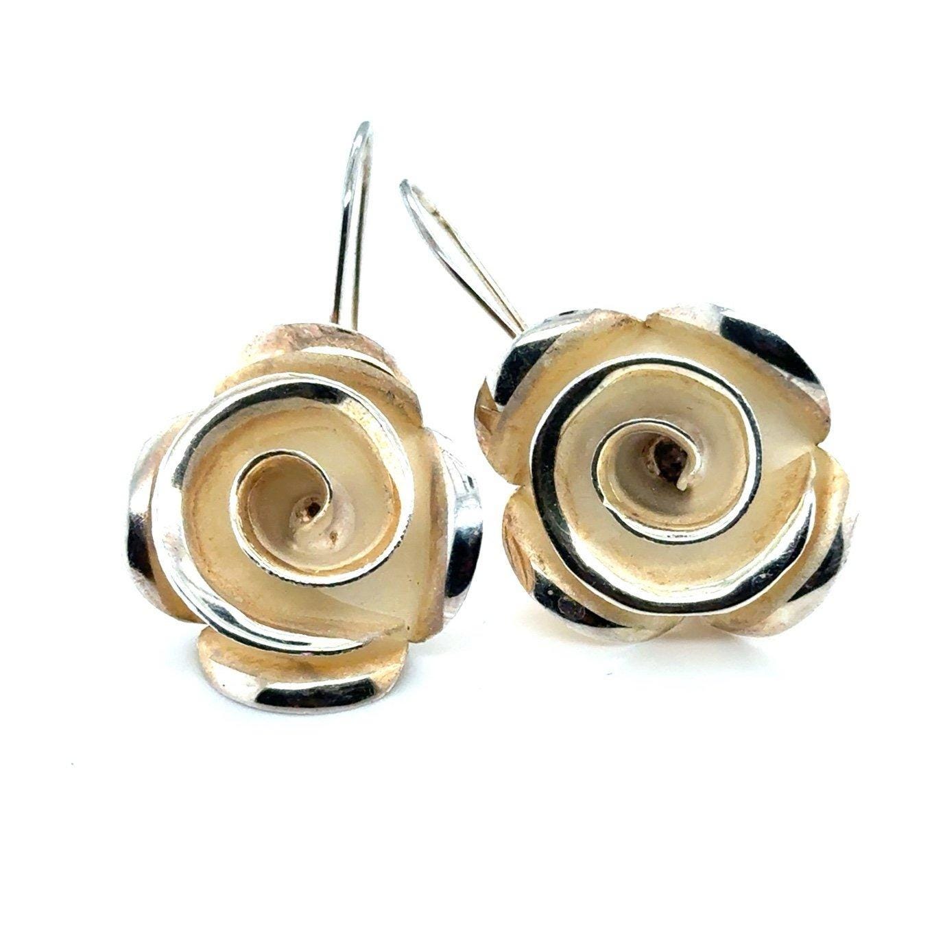 Large 925 Rose Flower Earrings