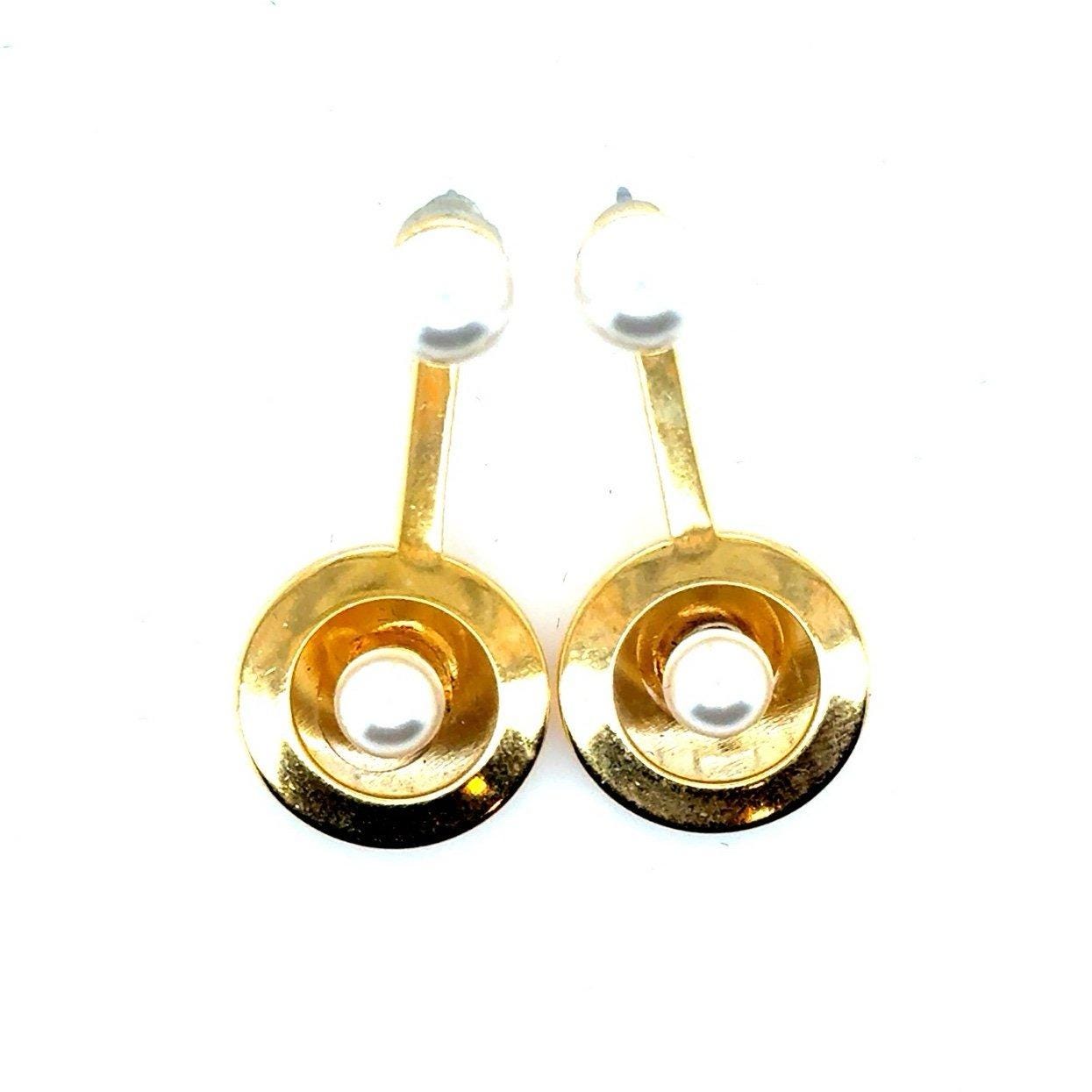 Pearl Drop Circle Earrings