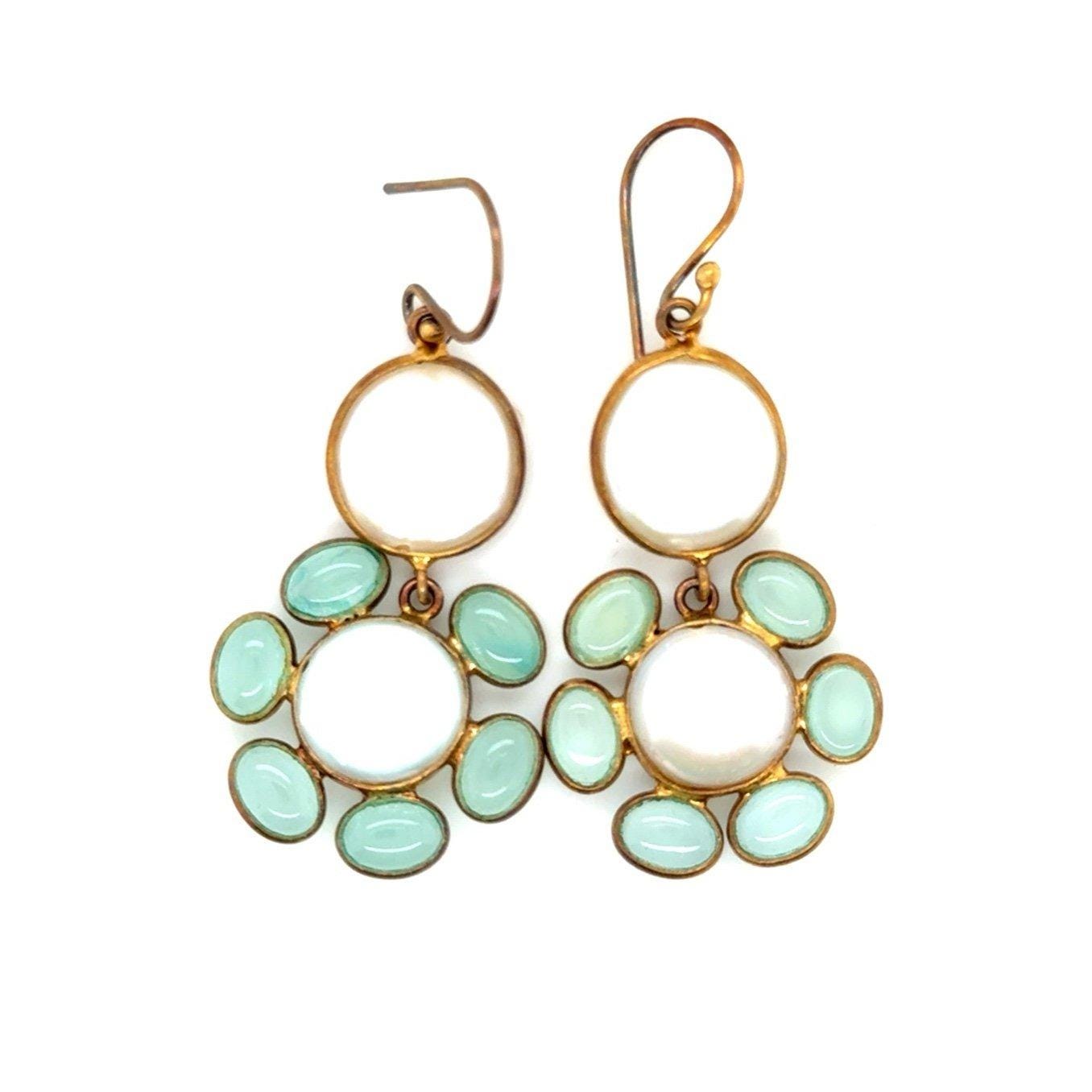 Green/White Flower Earrings