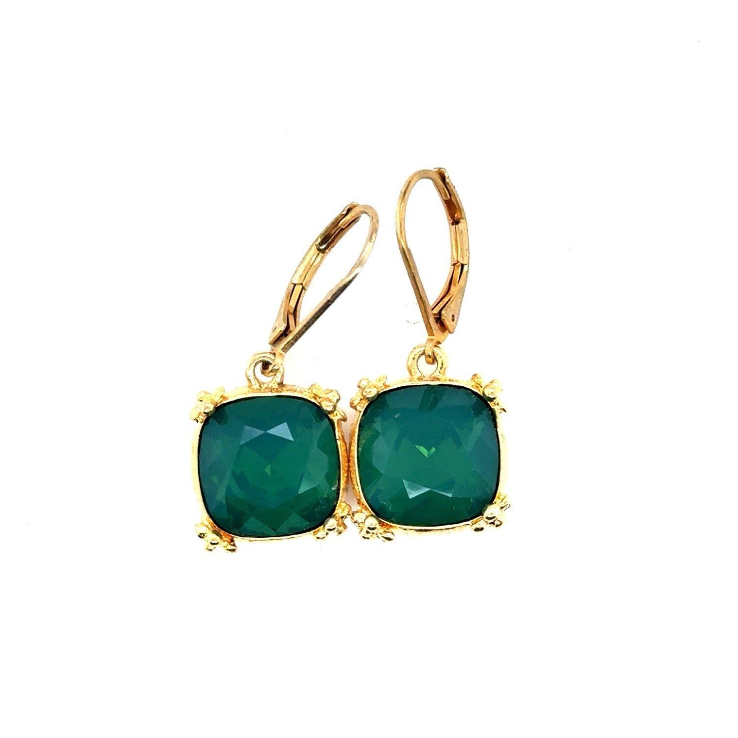 Emerald Color Dangle Earrings