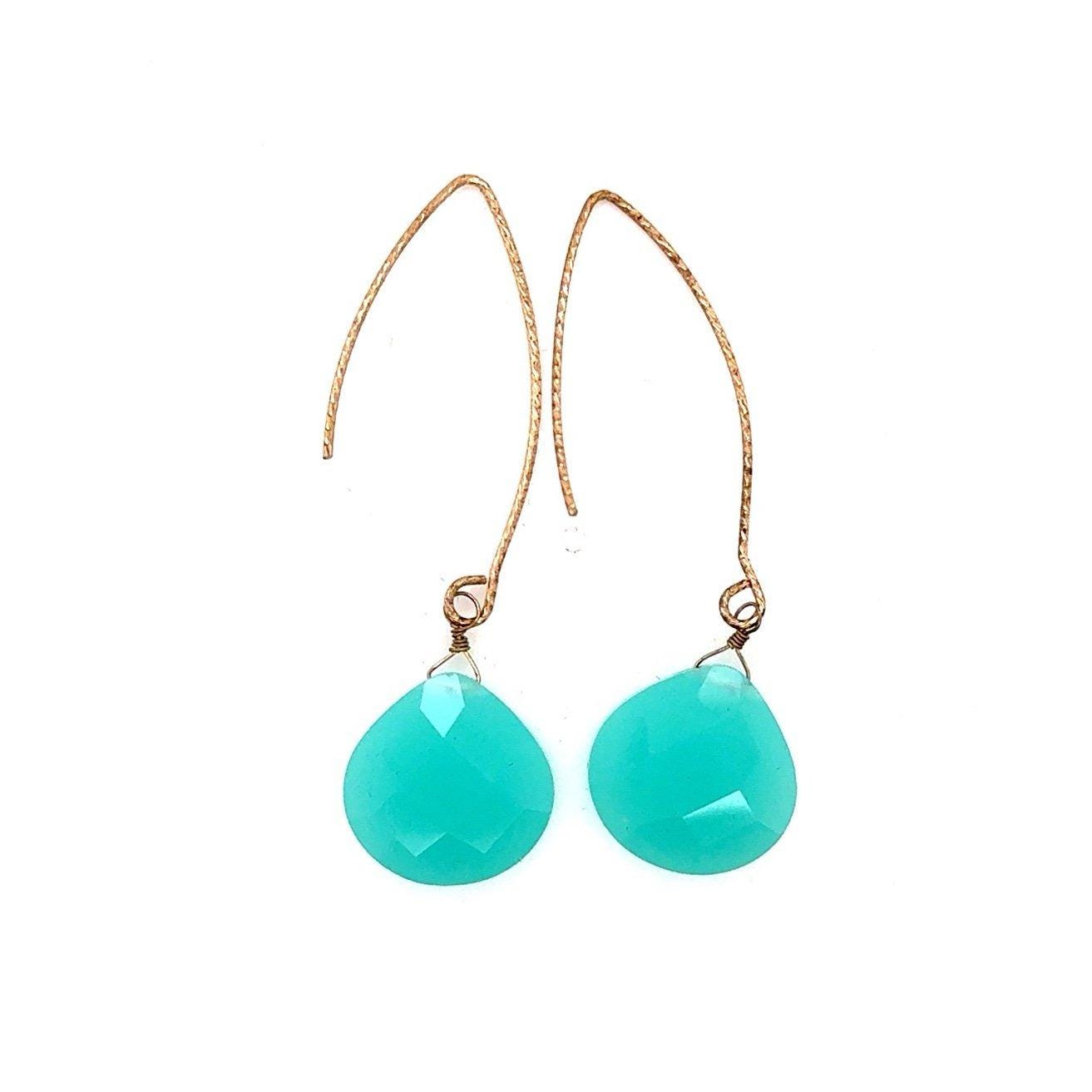 Gold Wire Stone Drop Earrings