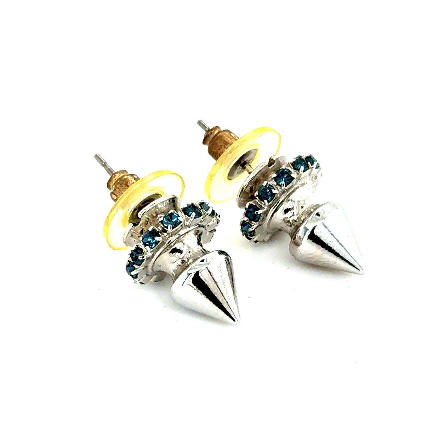 Blue Stones Spike Earrings