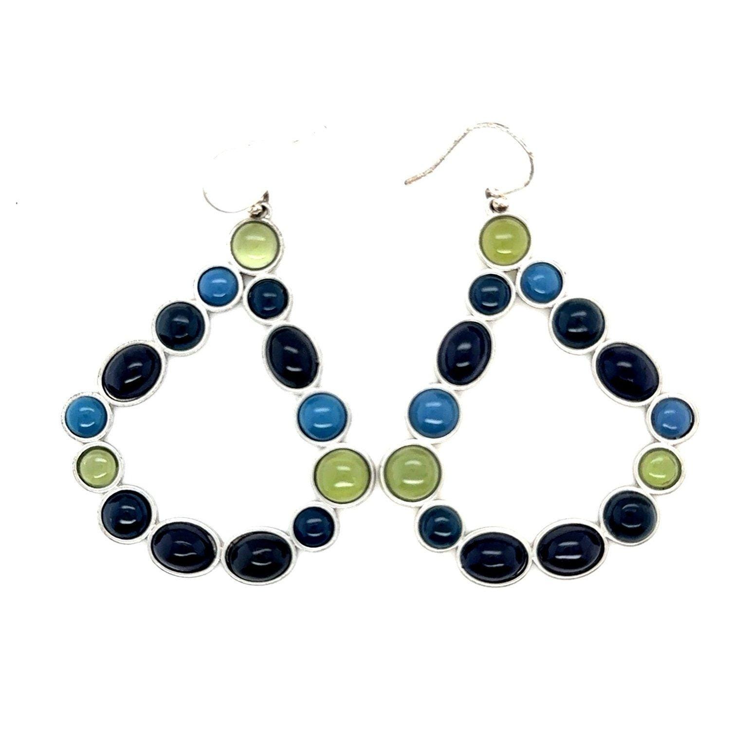 Blue/Green Stones Dangle Earrings