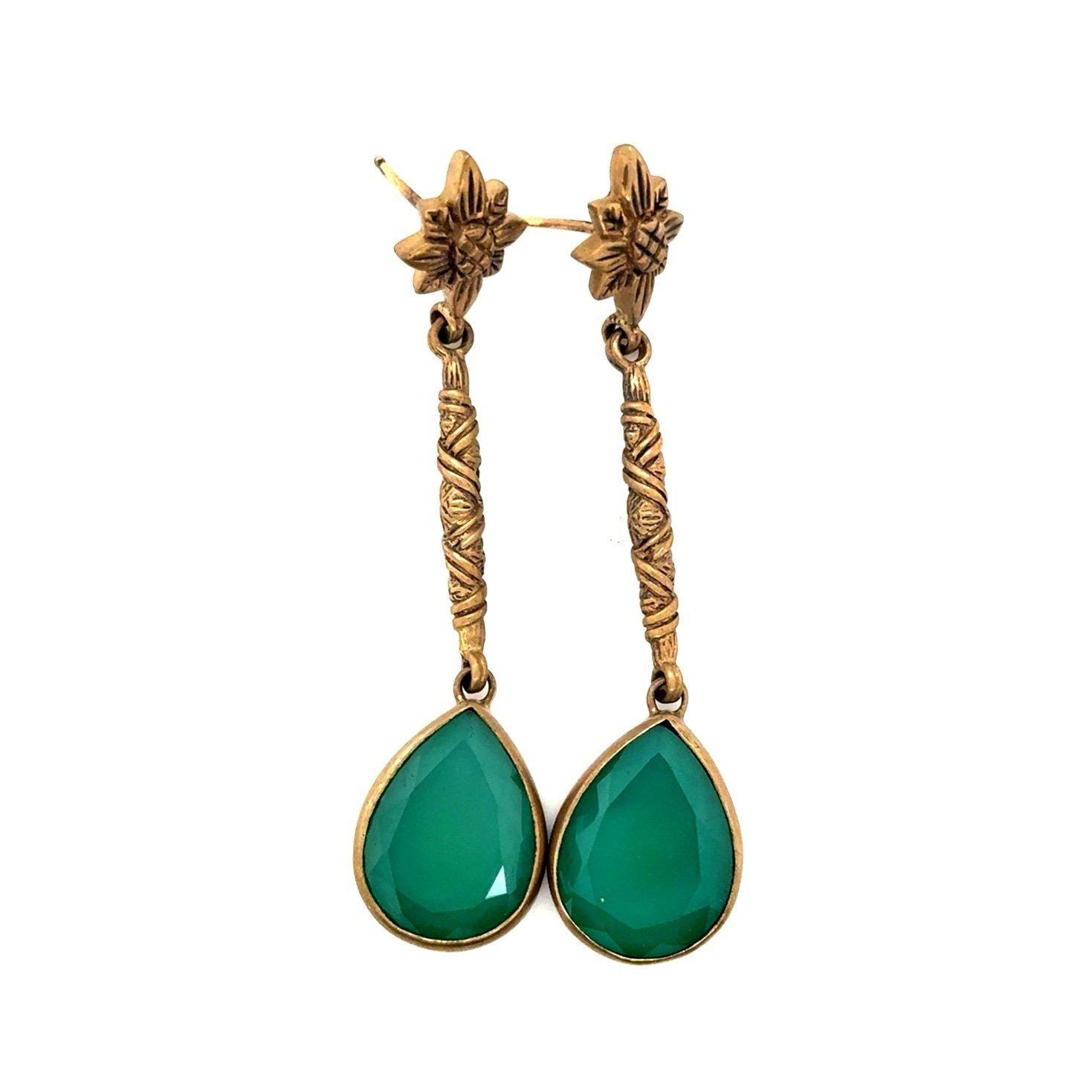 Emerald Flower Drop Earrings