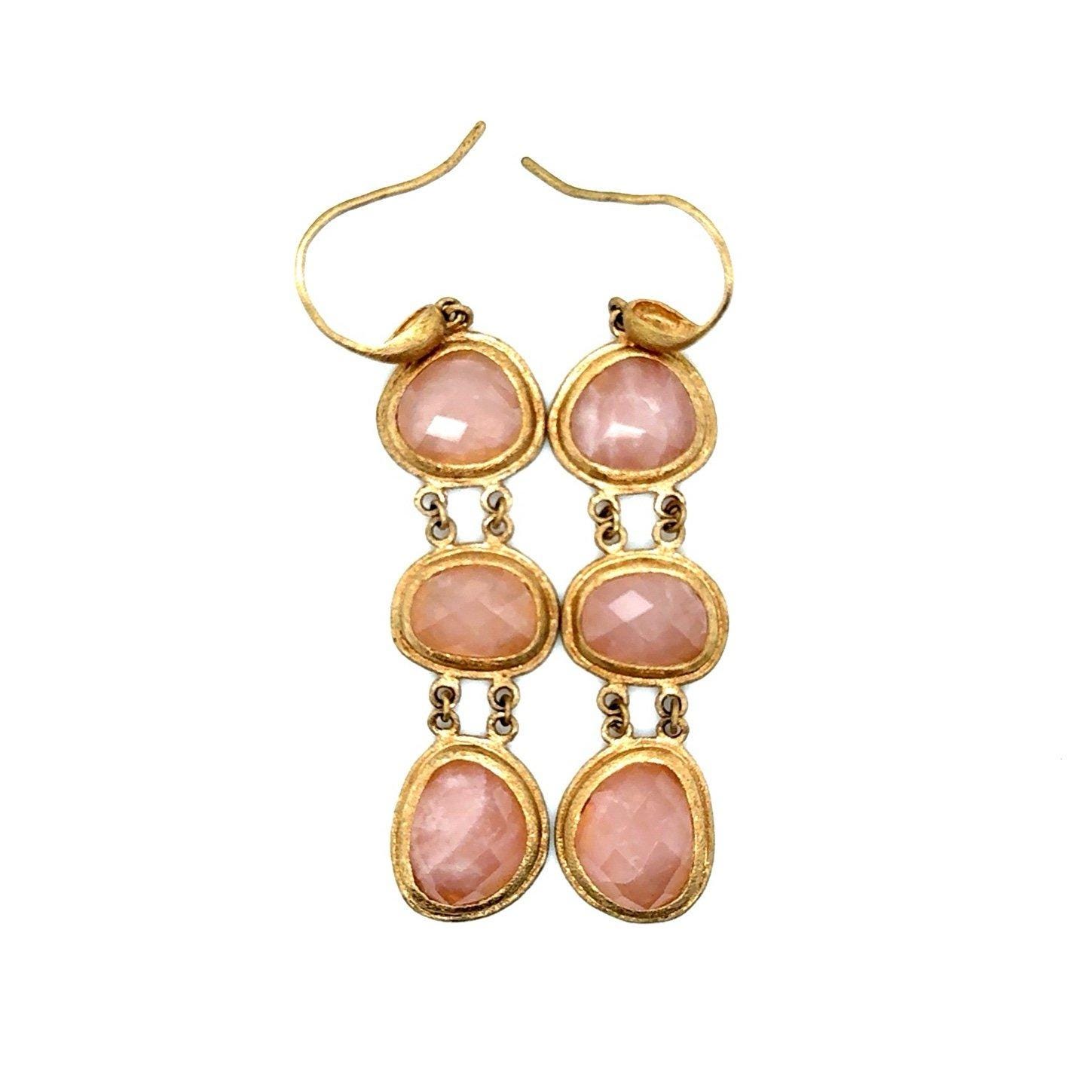 3 Pink Stones Earrings