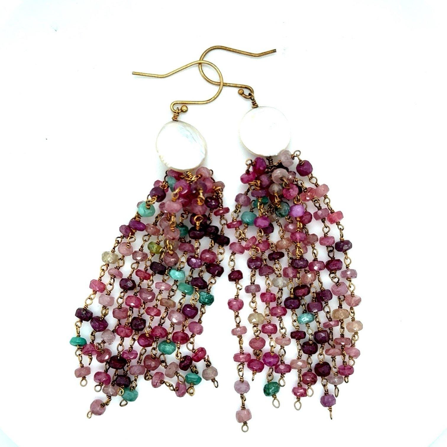 Ruby/Pearl Dangle Earrings