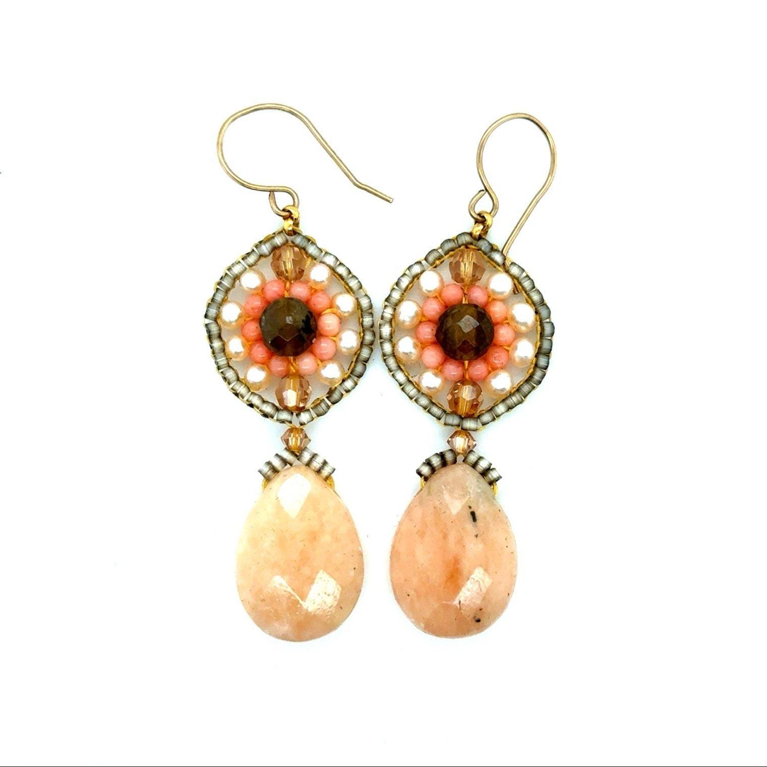 Flower Quartz Dangle Earrings