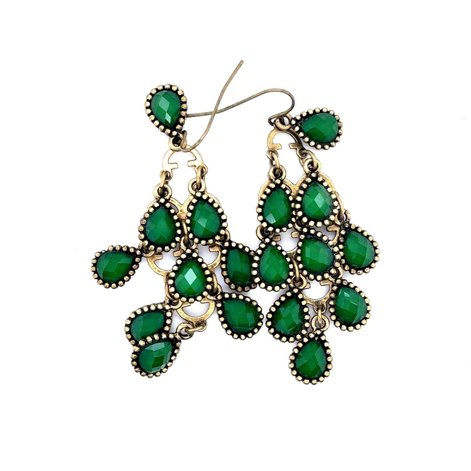 Green Teardrops Dangle Earrings
