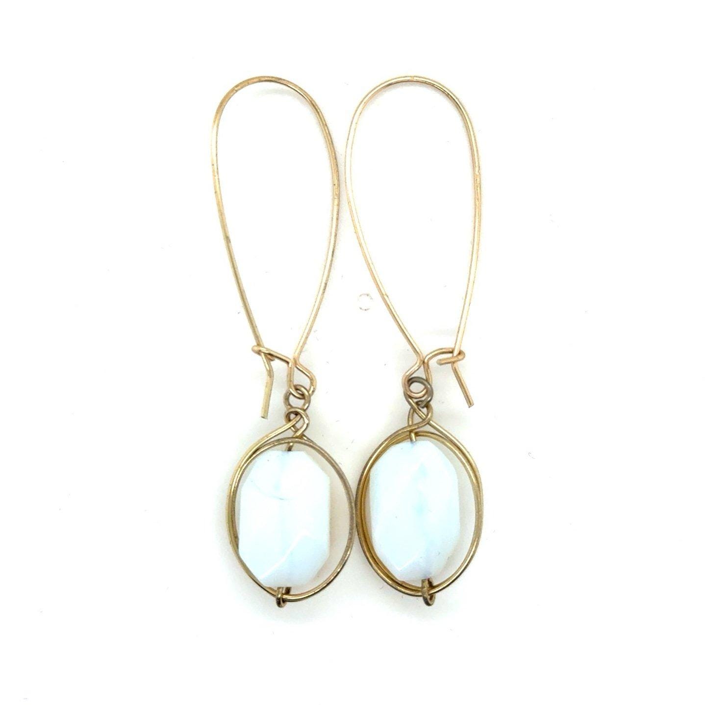 White Stone Dangle Earrings
