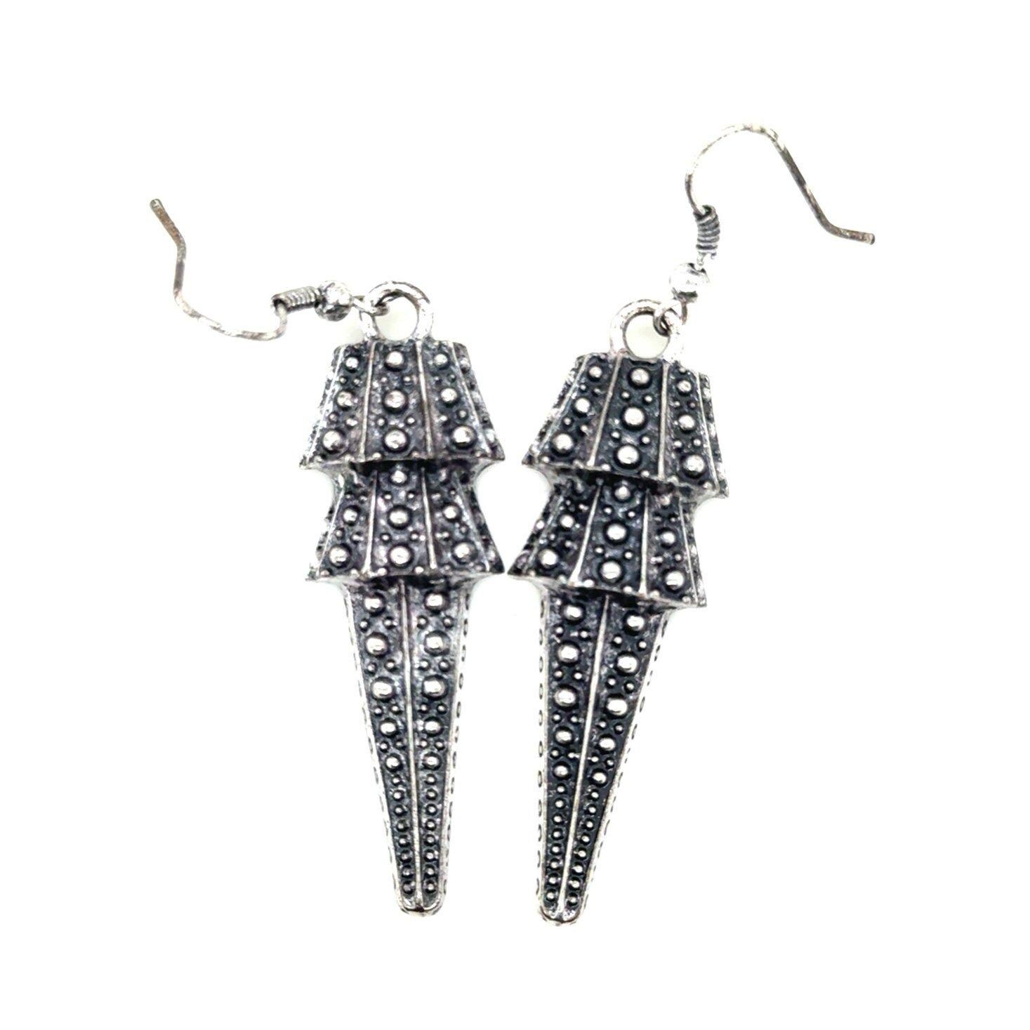 Black Pointed Dotted Earrings