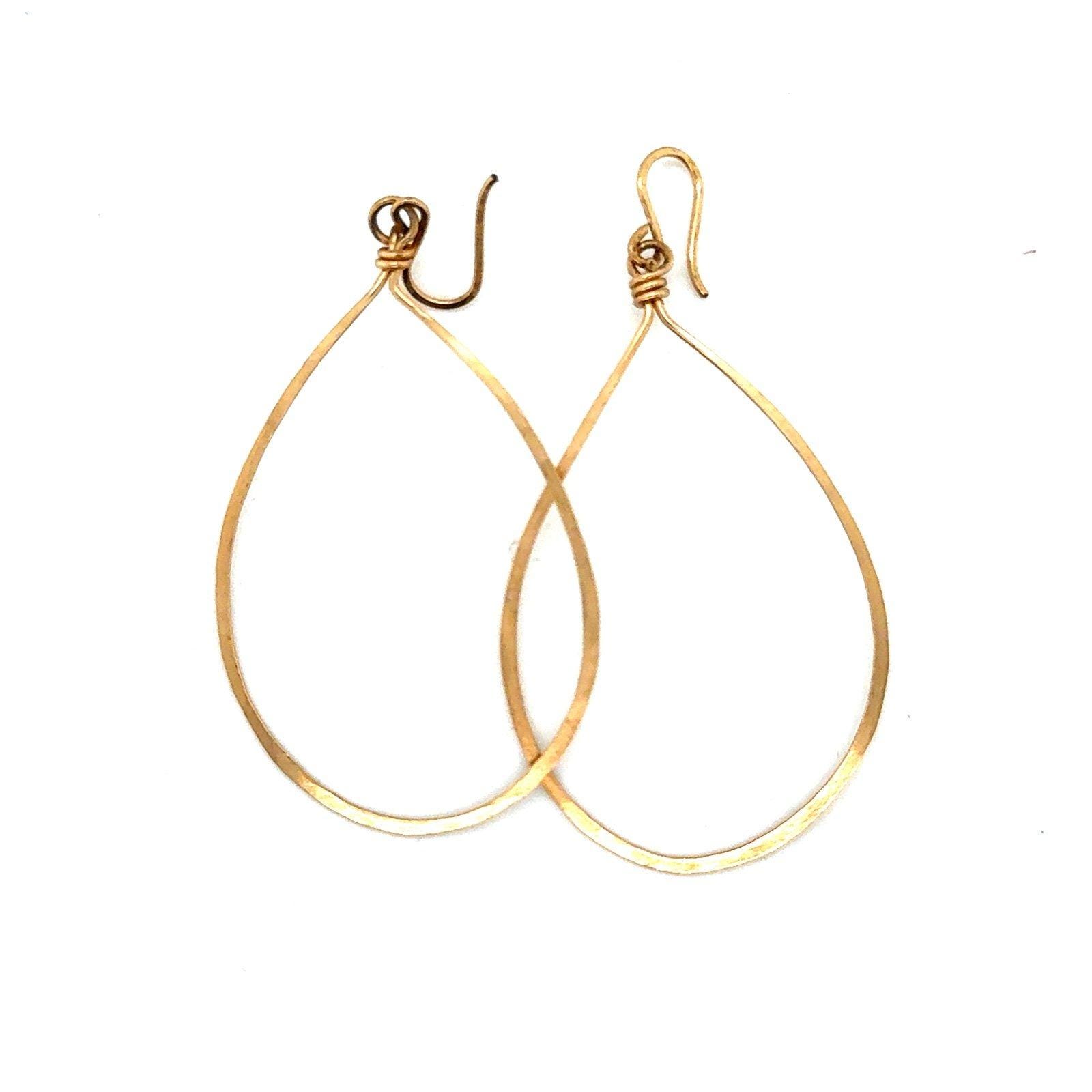 Teardrop Shaped Gold Dangle Earrings
