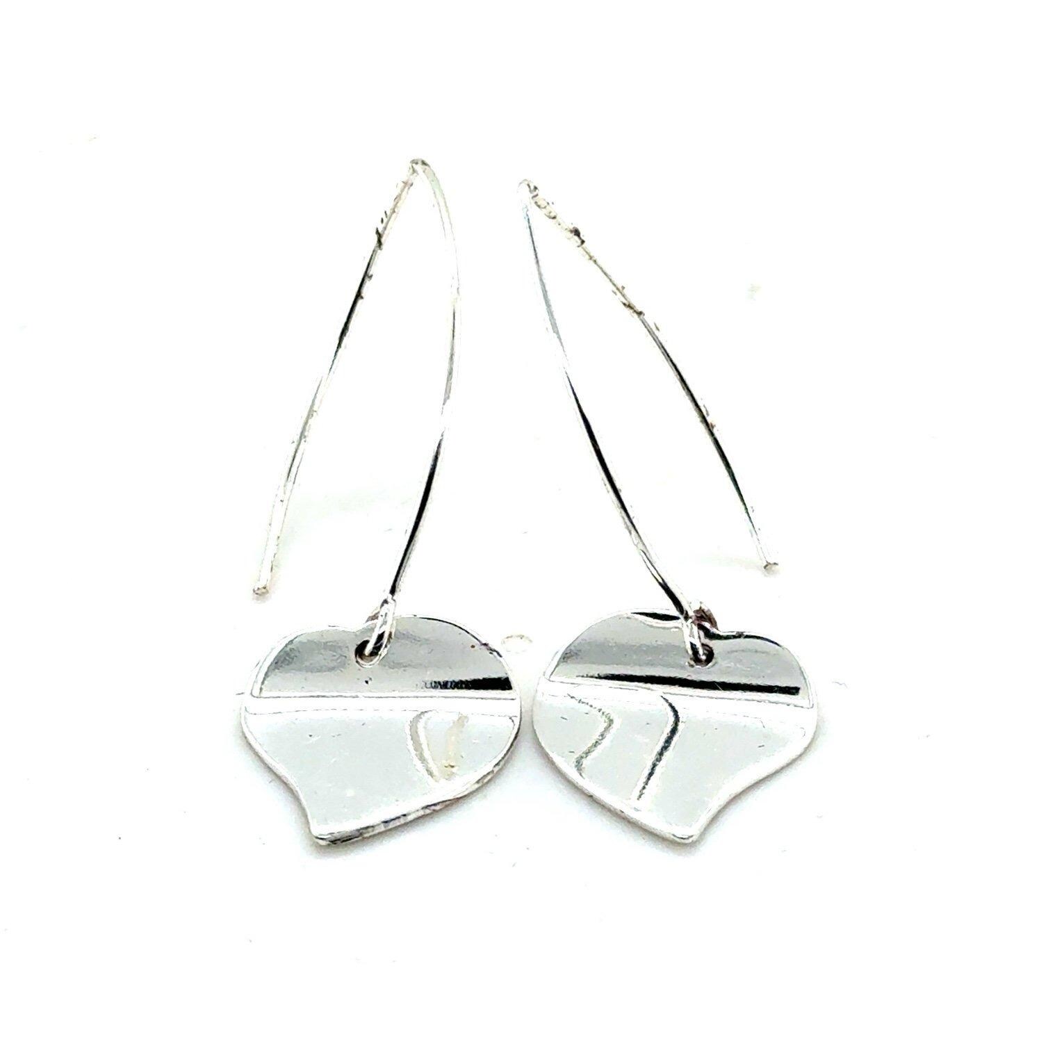 Silver Tone Heart Earrings