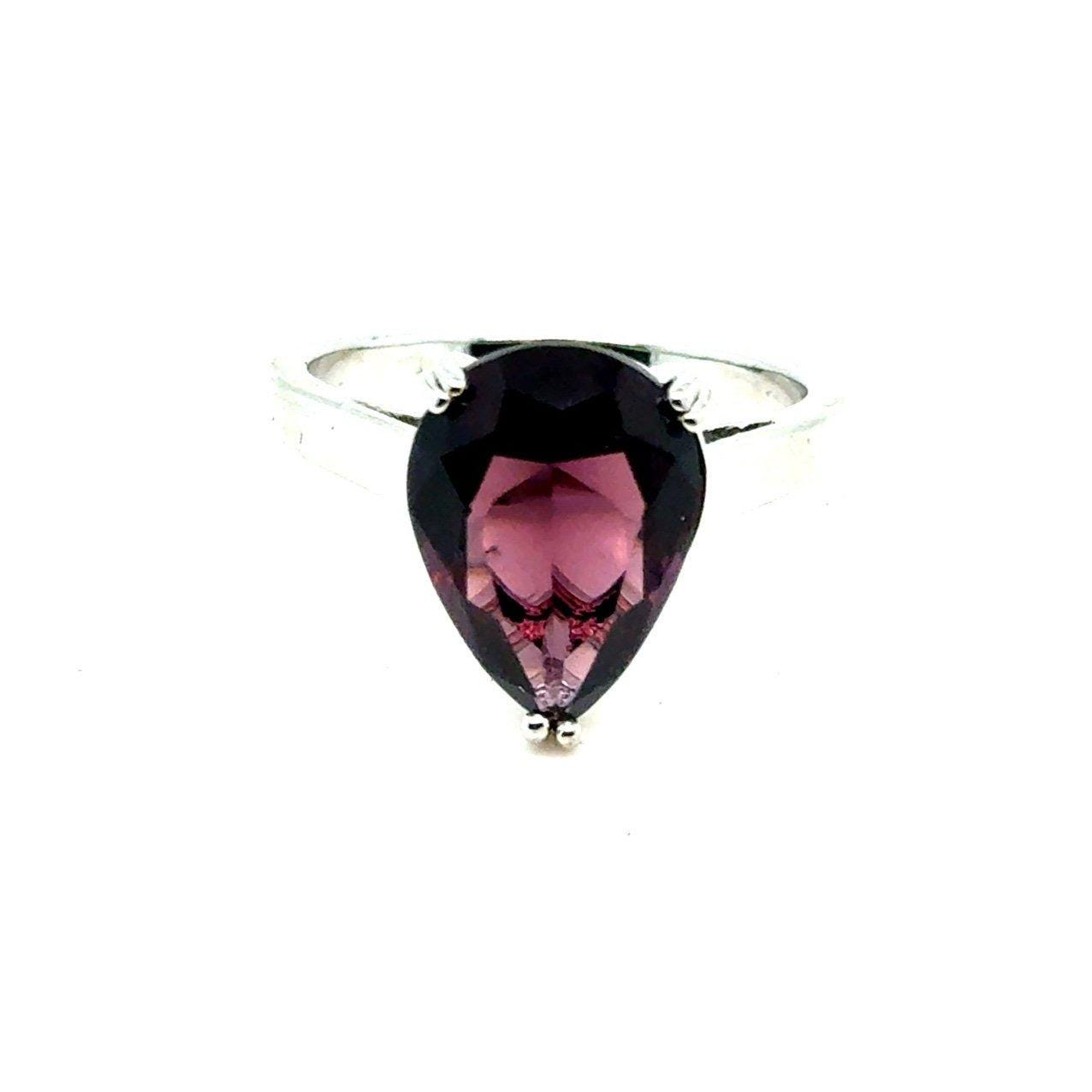 Teardrop Shaped Amethyst Color Ring