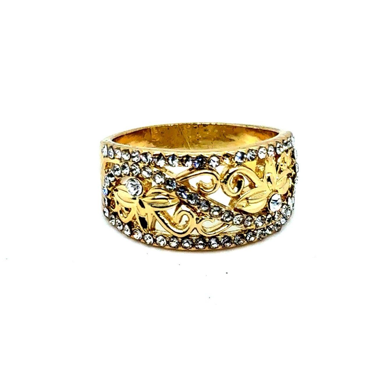 Gold Crystals Band Ring