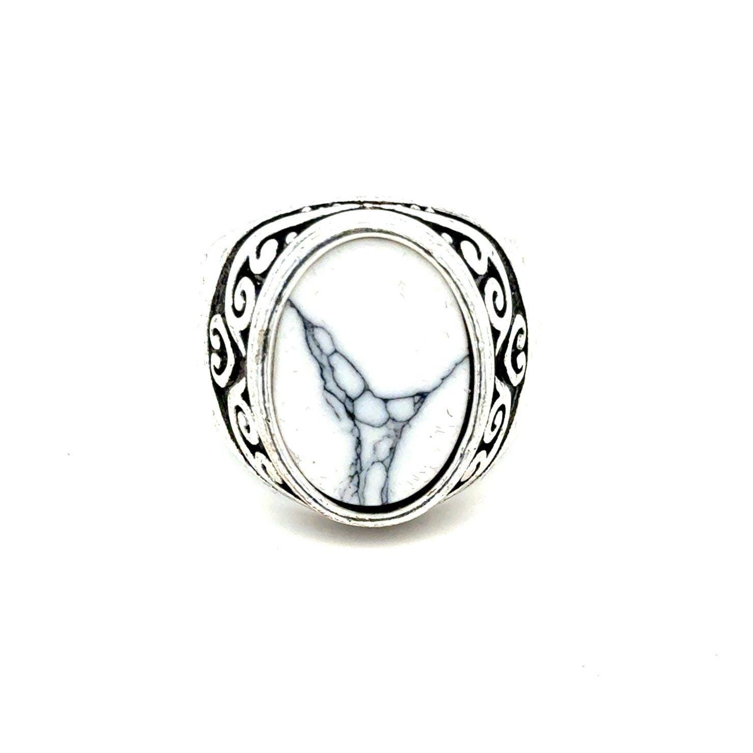 White With Gray Spec Ring