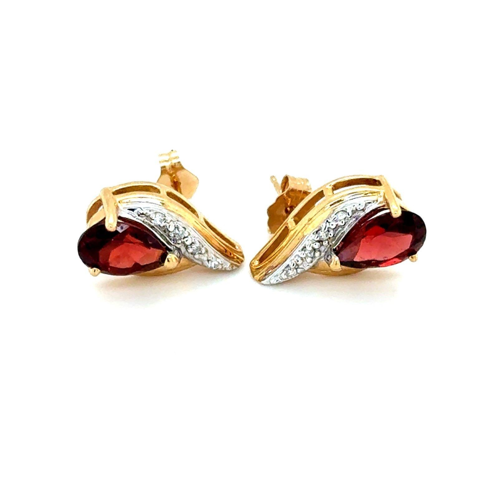14K Garnet/Diamond Stud Earrings