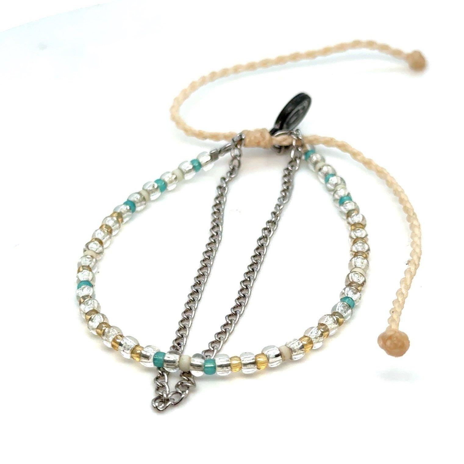 Pura Vida Beaded/Silver Chain Bracelet