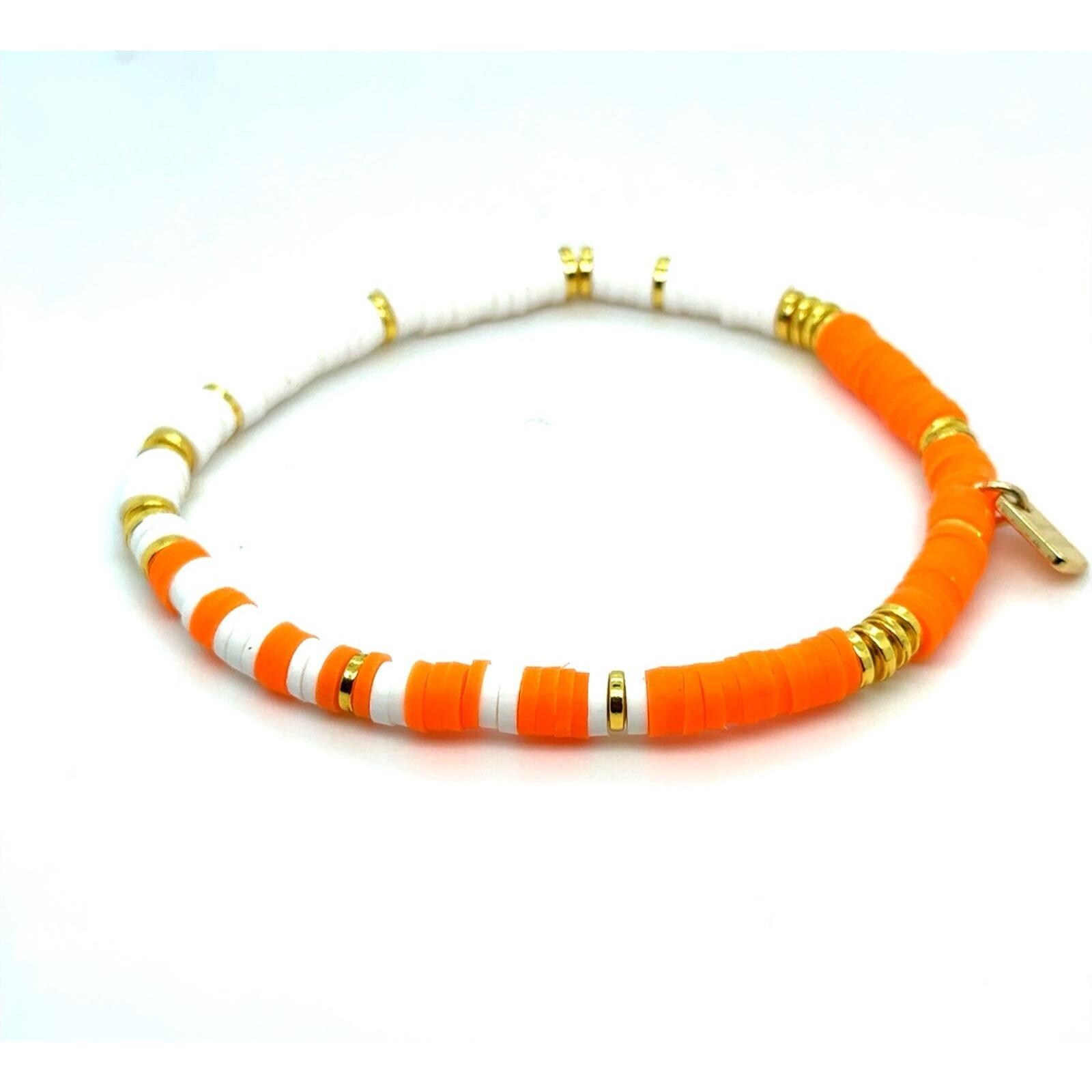 Pura Vida Orange/White/Gold Beads Bracelet