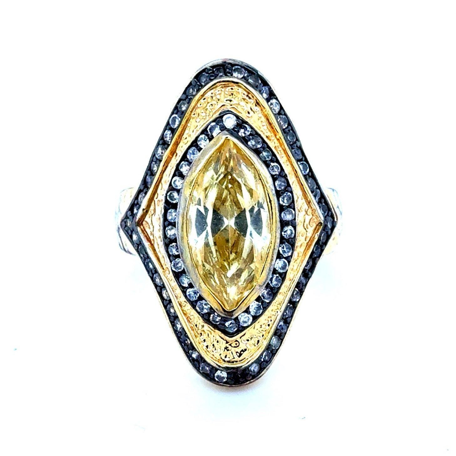 Yellow/White Cz Statement Ring