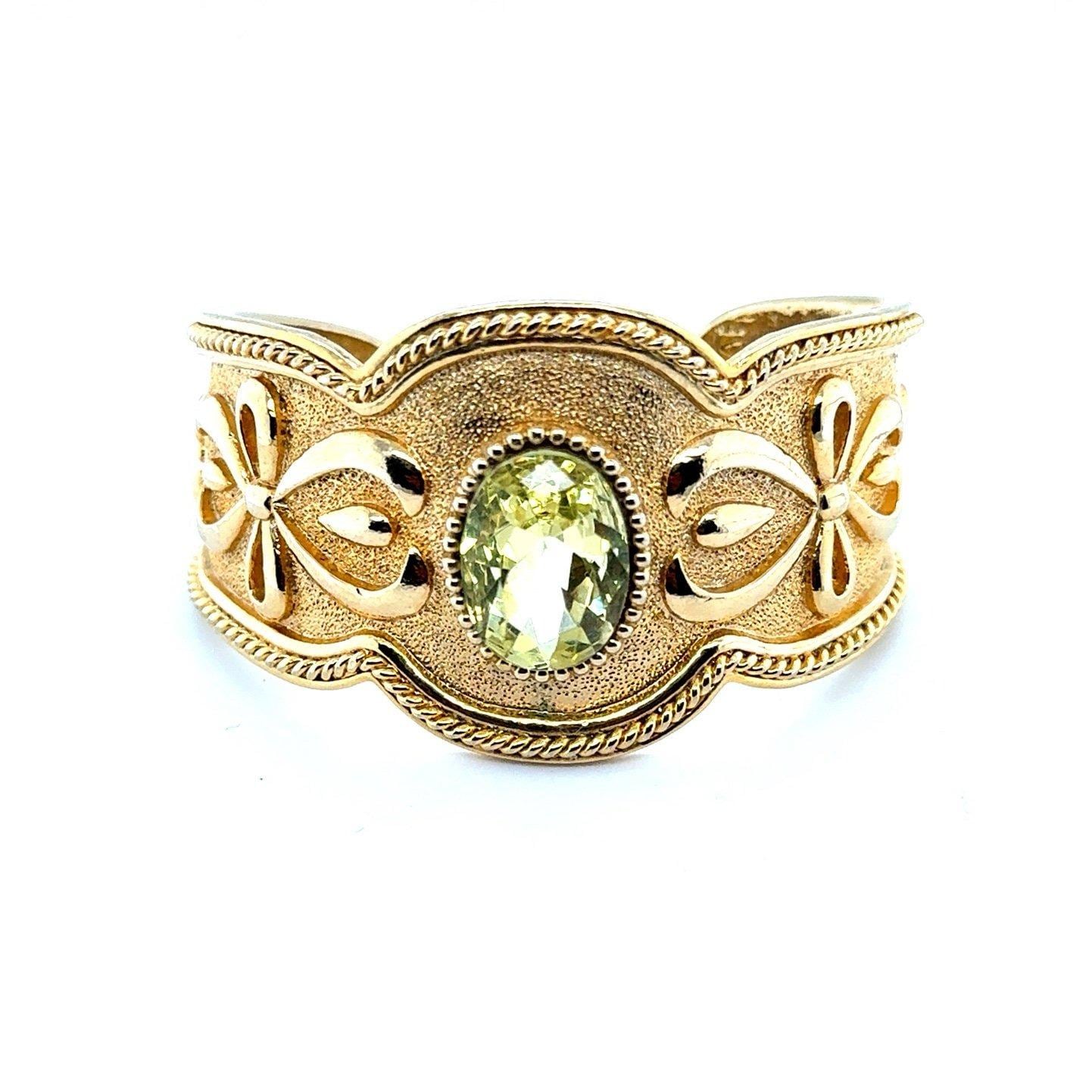 Green Stone Gold Cuff