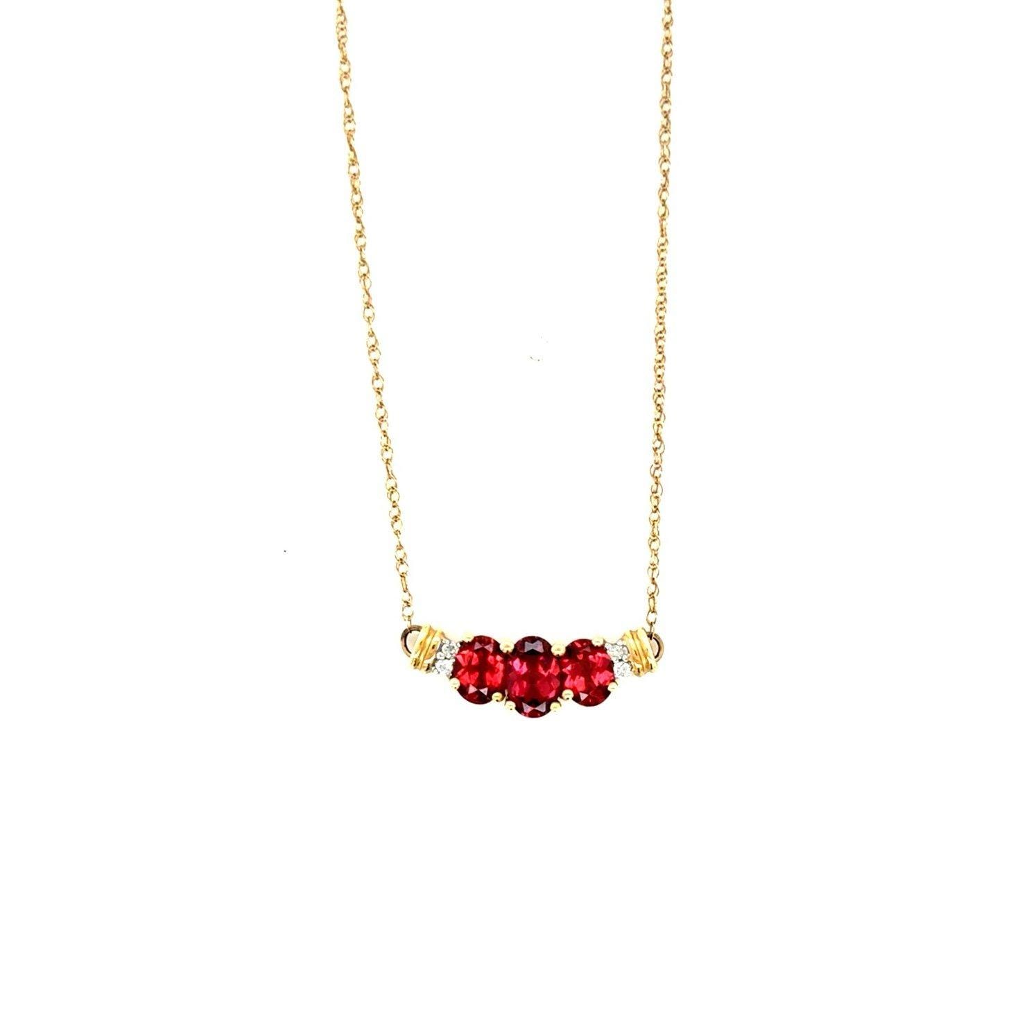 10K Gold 3-Stones/Diamonds Necklace