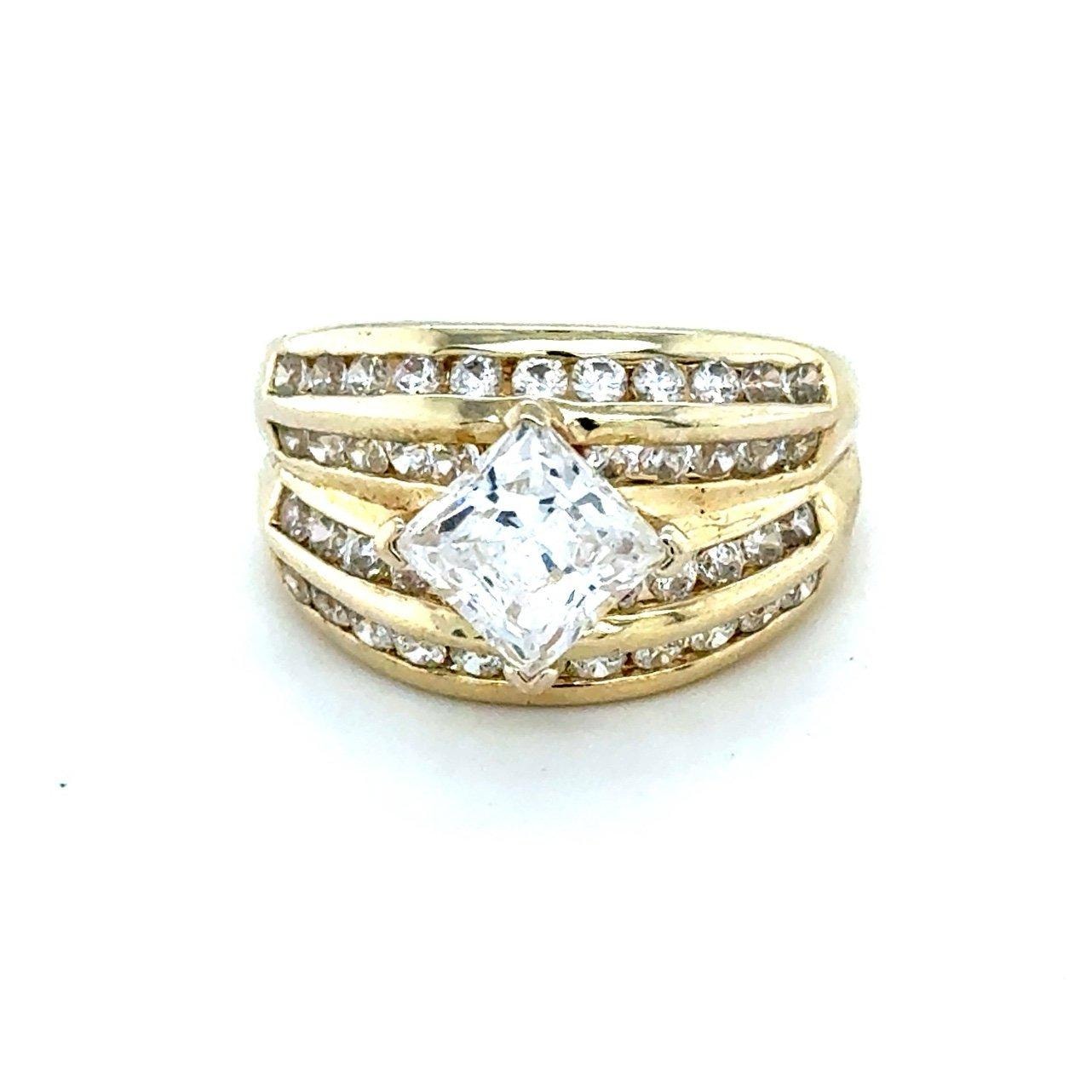 Princess/Round Cz 925 Gold Vermeil Ring