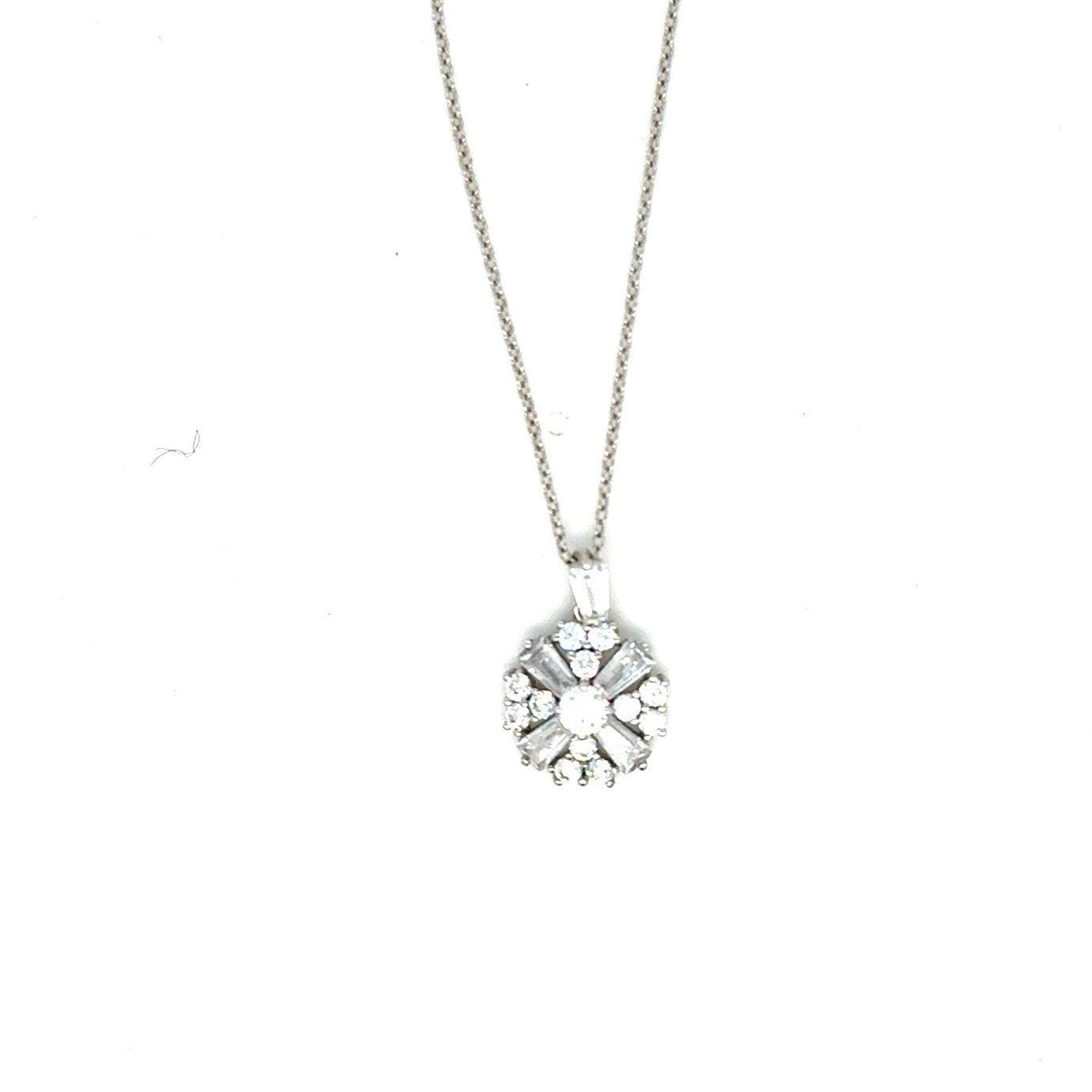 Snowflake 925 Silver Cz Pendant Necklace