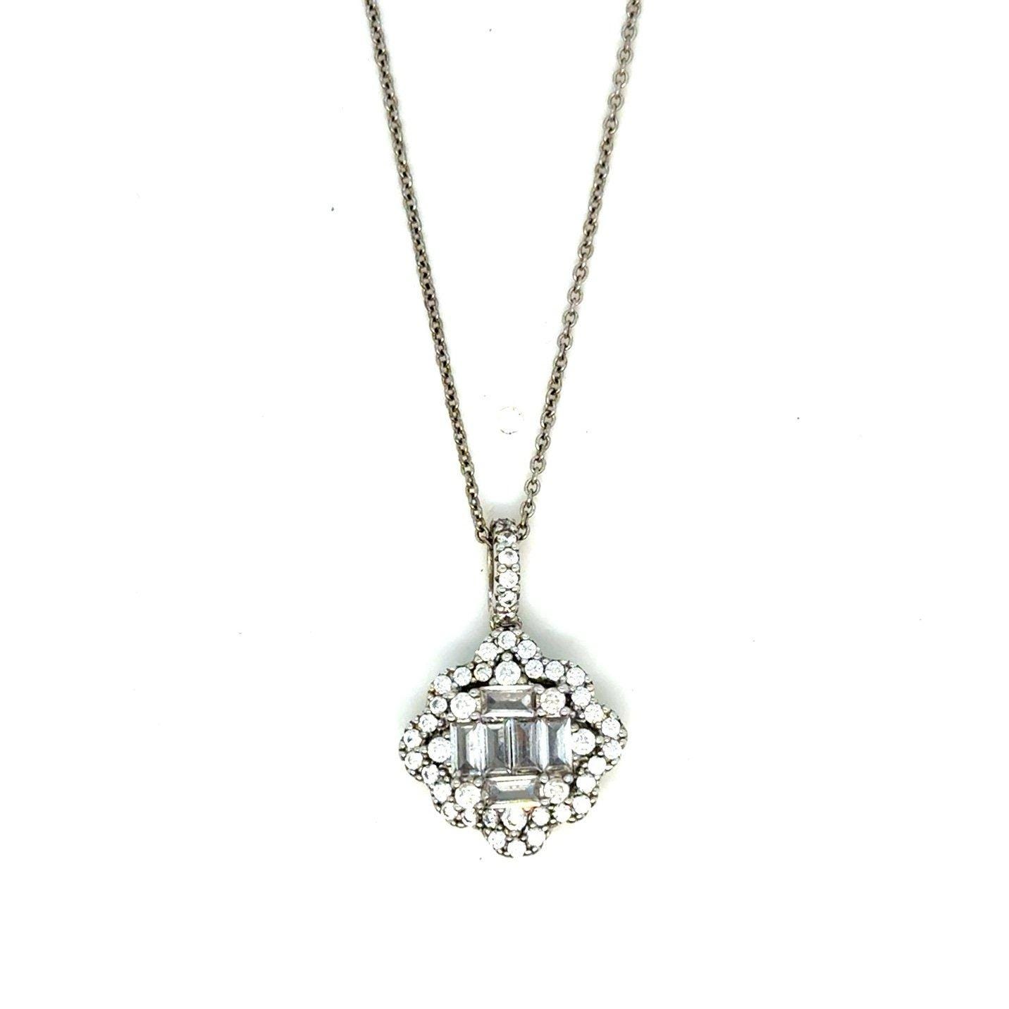 Victorian Style 925 Silver Cz Necklace