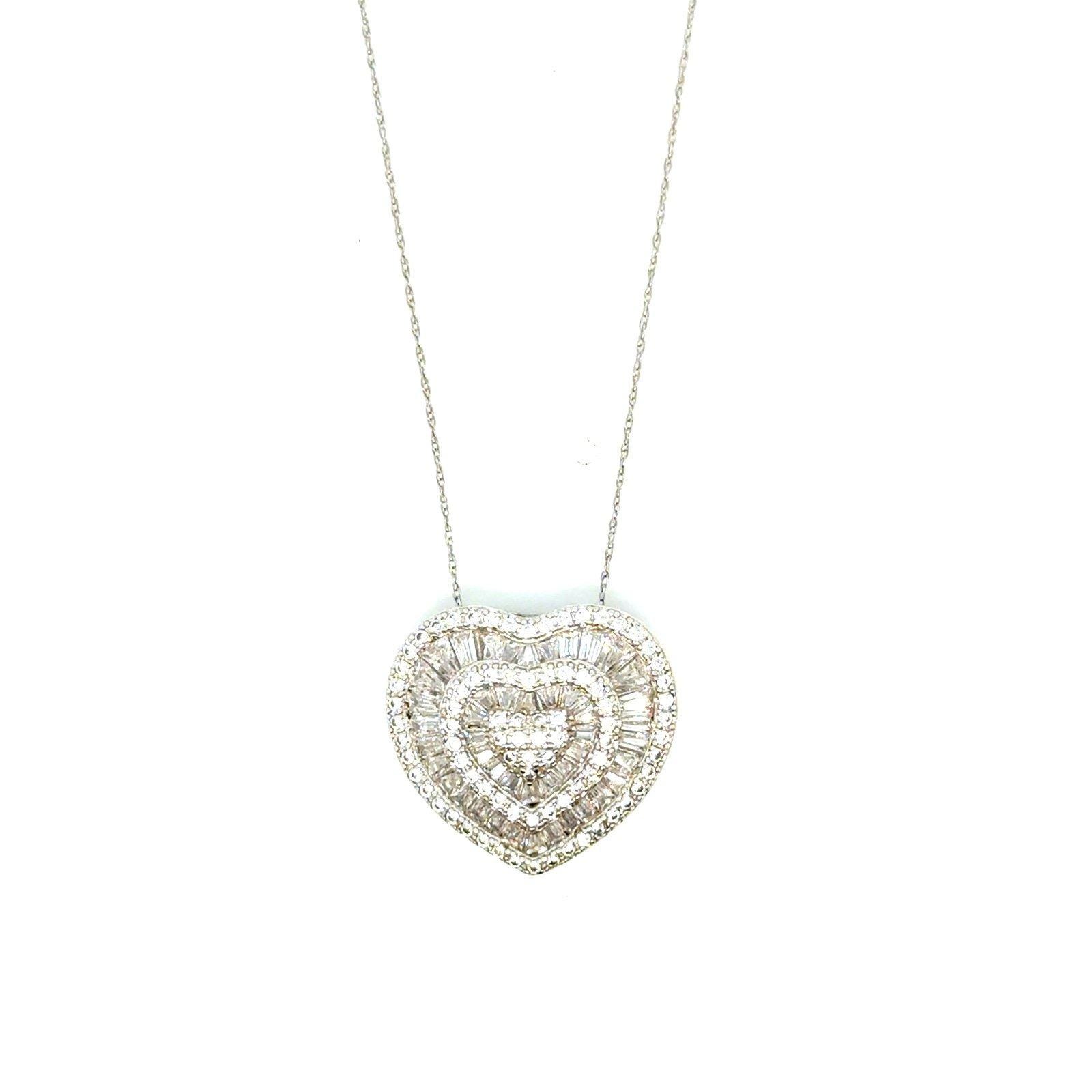 Gorgeous 925/10K Chain Heart Shaped Cz Necklace