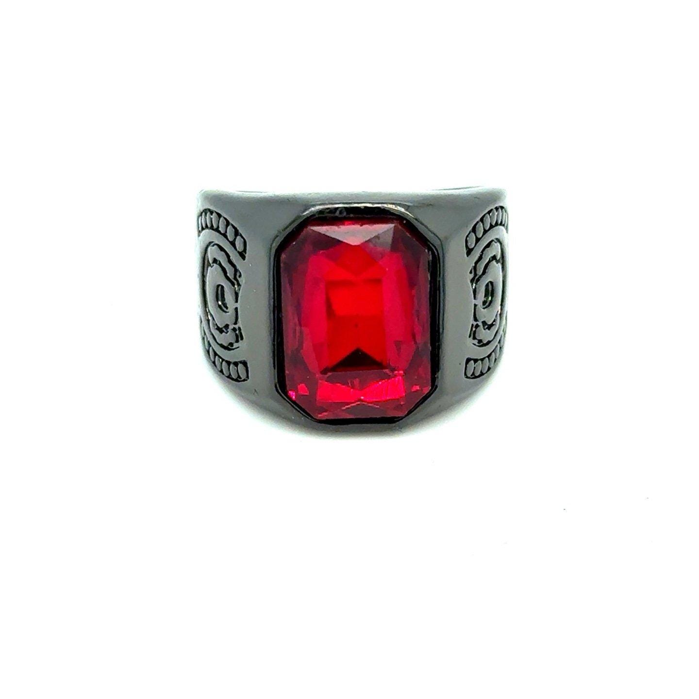 Large Red Stone Black Band Ring