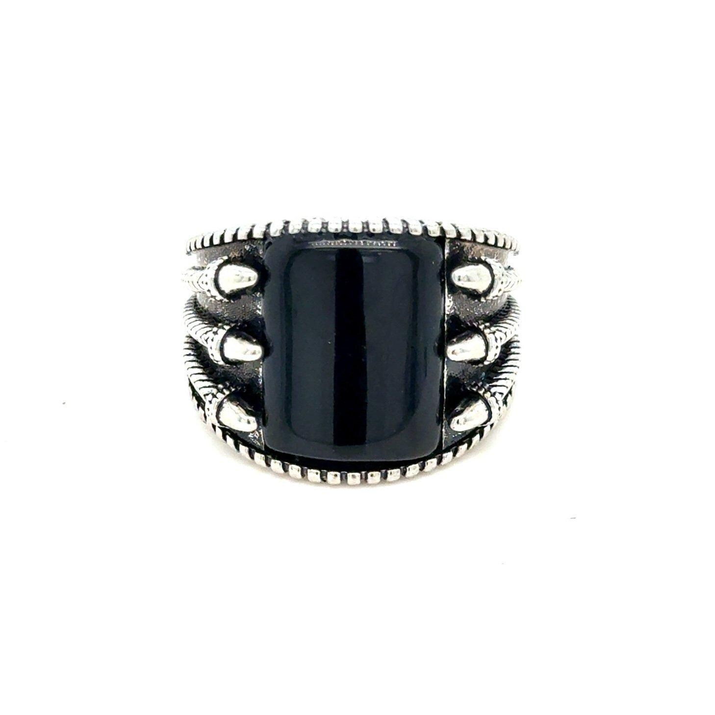 Black Stone Claw Ring